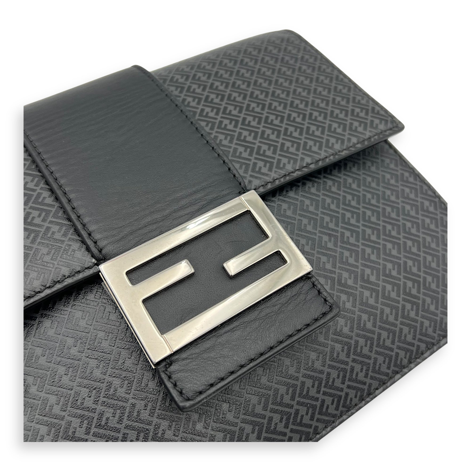 Baguette Crossbody Bag Grey in Calfskin, Silver hardware - Image 7