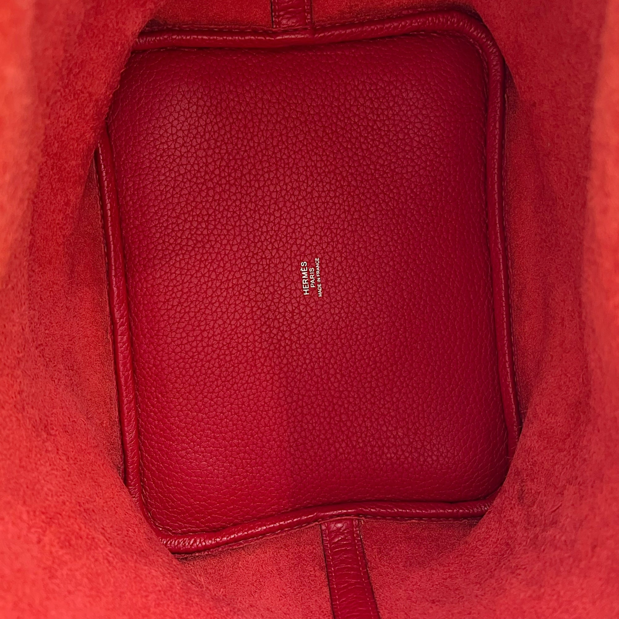Picotin 26 Red Bucket Bag in Clemence, Palladium hardware - Image 7