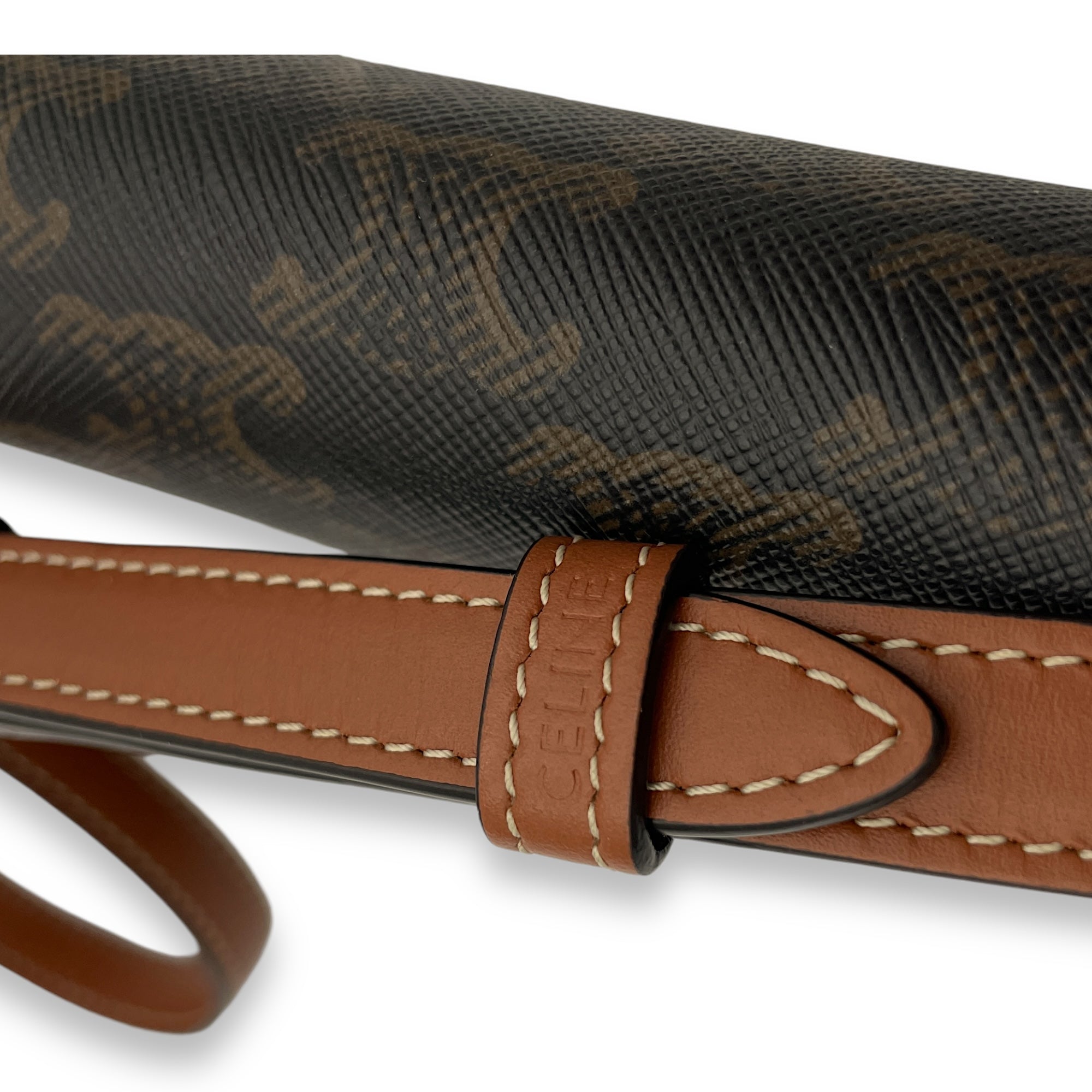 Triomphe Brown Shoulder Bag in Coated Canvas, Gold hardware - Image 8