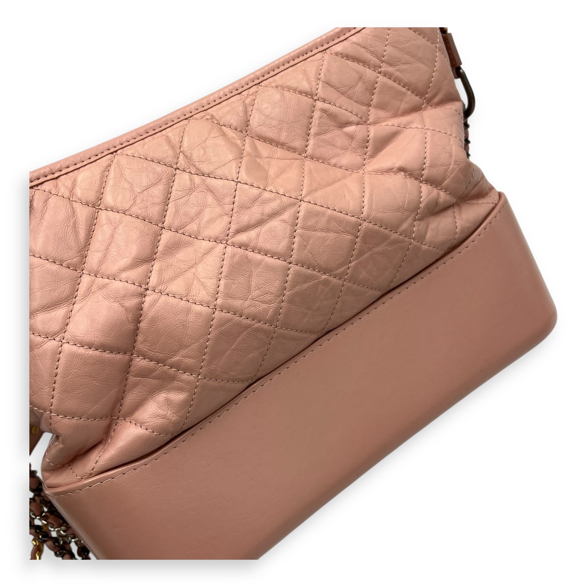 Gabrielle Crossbody Bag Medium Pink in Calfskin, Gold hardware - Image 8