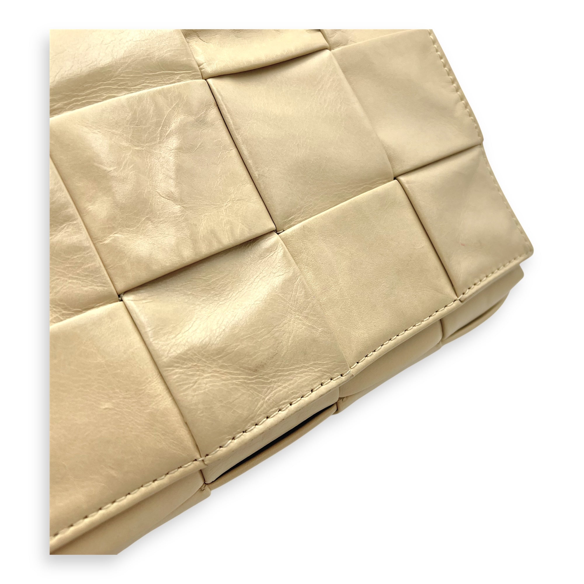 Cassette Crossbody Bag Beige in Calfskin, Silver hardware - Image 8