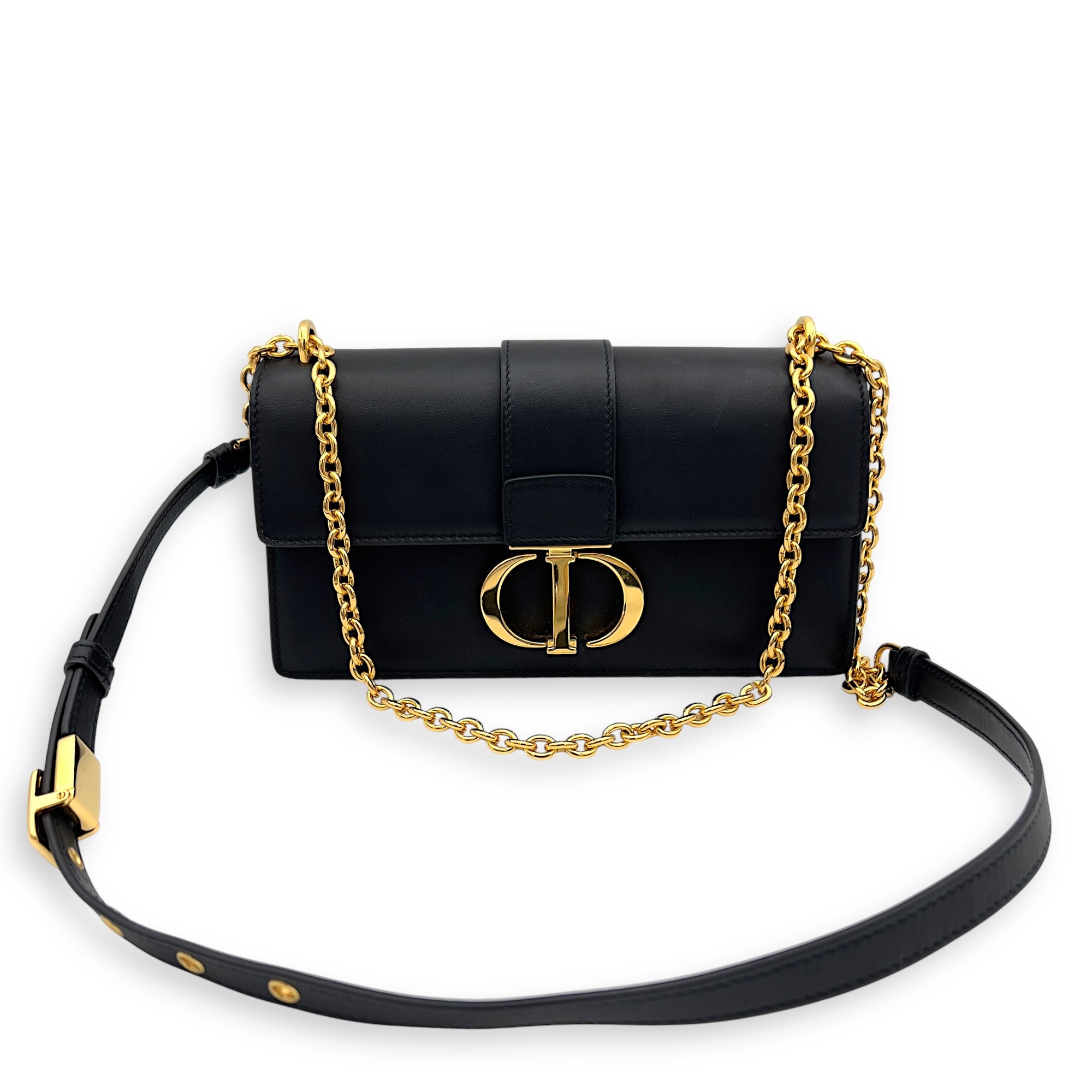 30 Montaigne East West Black Shoulder Bag in Calfskin, Gold hardware - Image 8