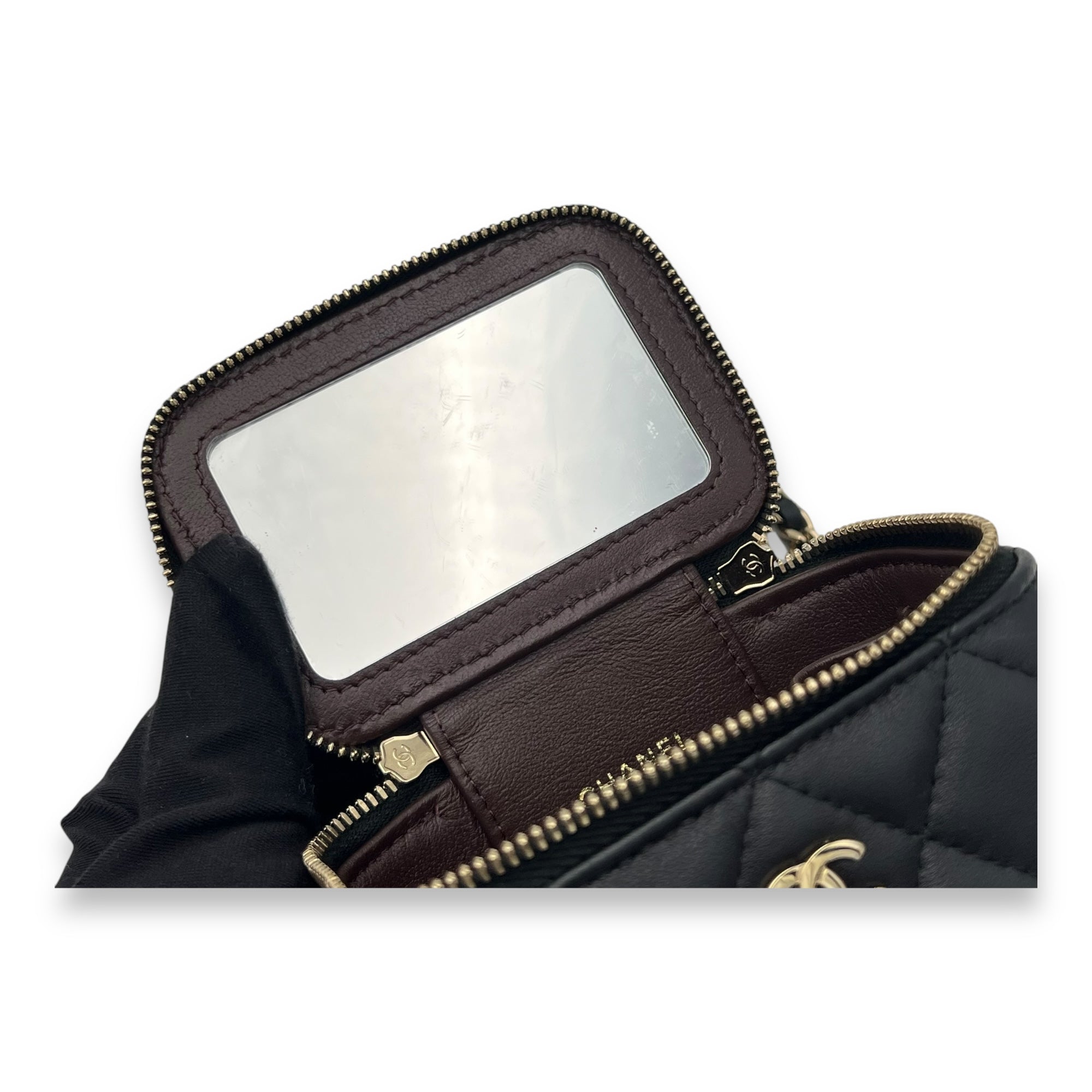 Vanity Mini Black Crossbody Bag in Lambskin, Gold hardware - Image 8
