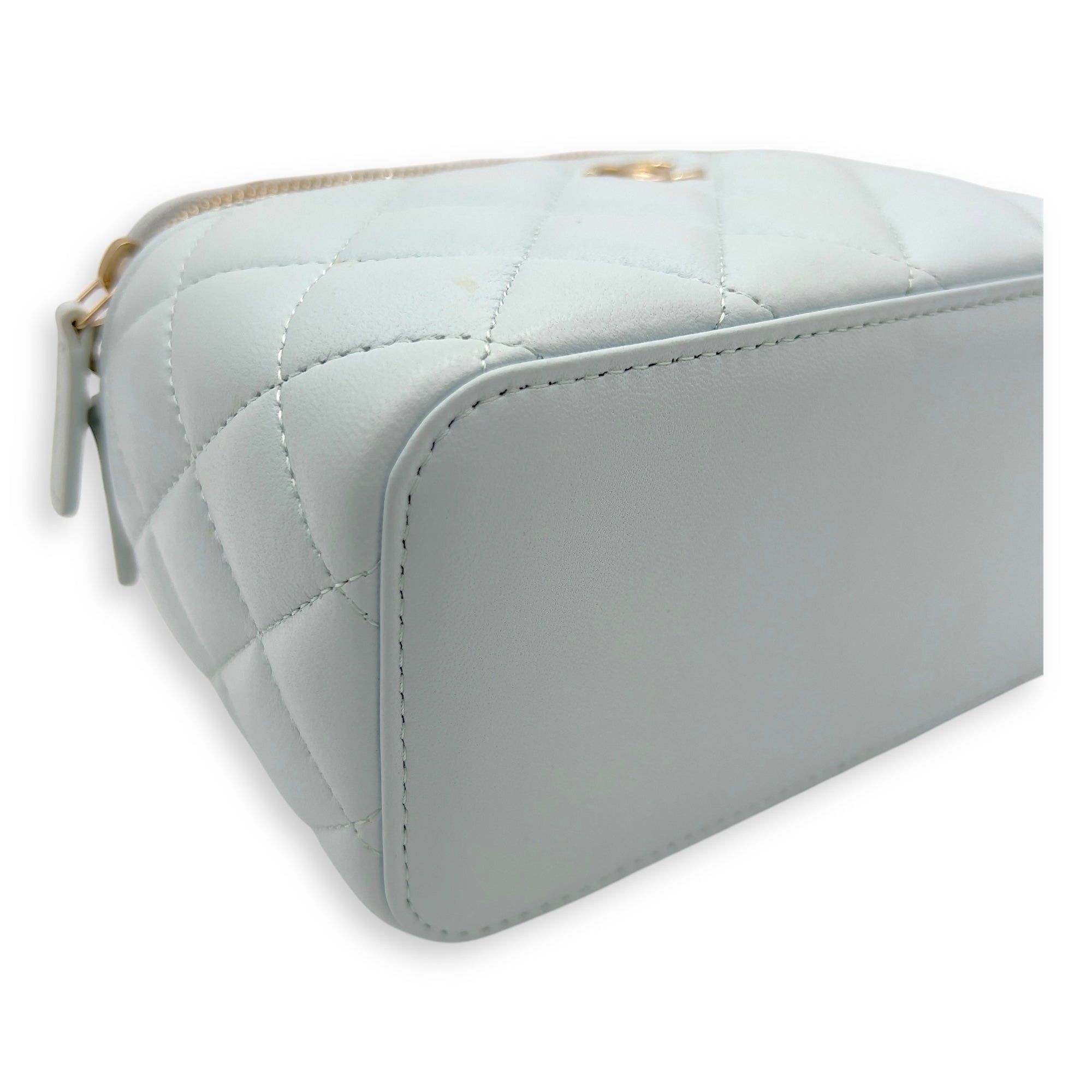 Vanity Crossbody Bag Blue in Lambskin, Gold hardware - Image 6