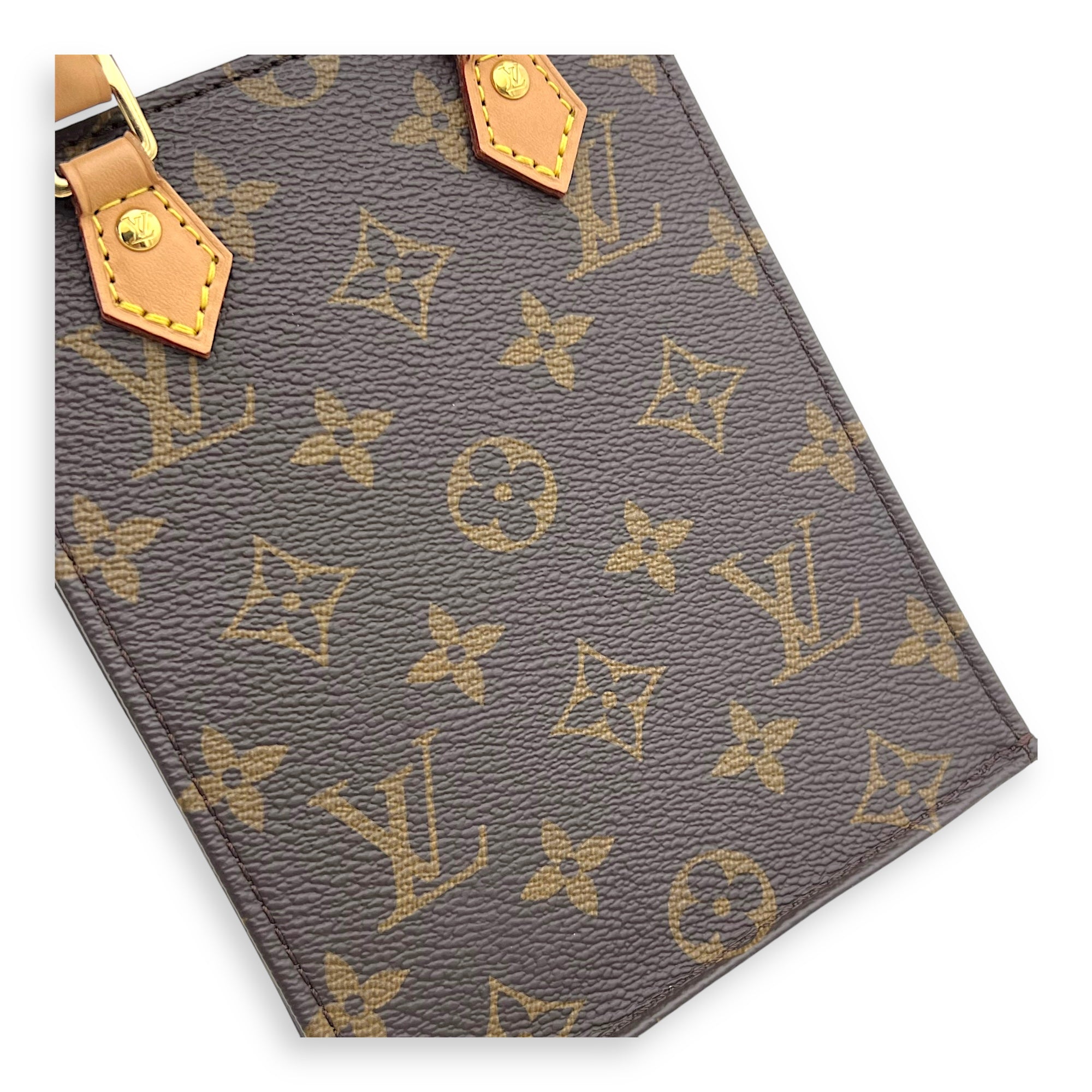 Sac Plat Petite Brown Top Handle Bag in Monogram Coated Canvas, Gold hardware - Image 8