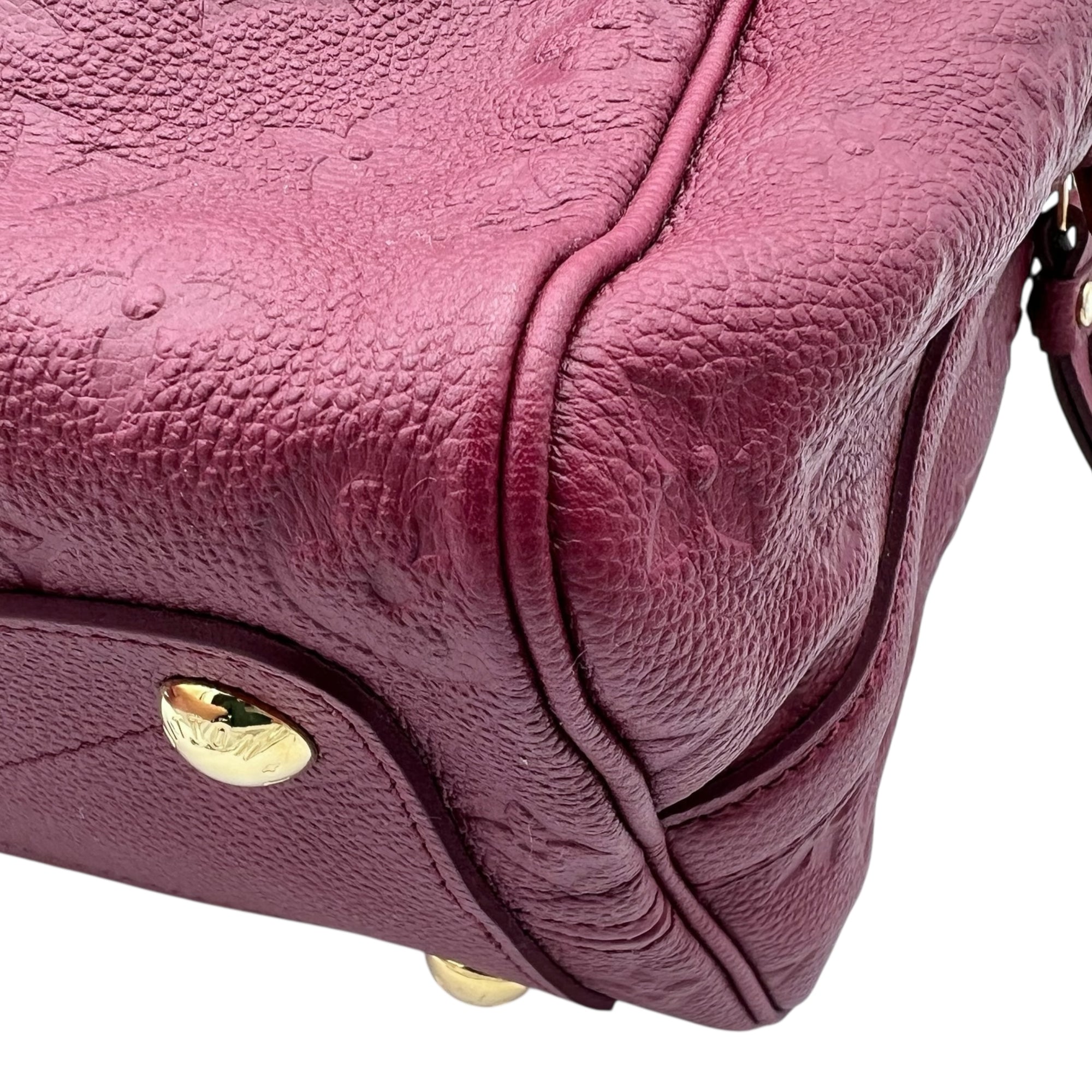 Speedy Bandouliere Top Handle Bag Red in Monogram Empreinte Leather, Gold hardware - Image 8