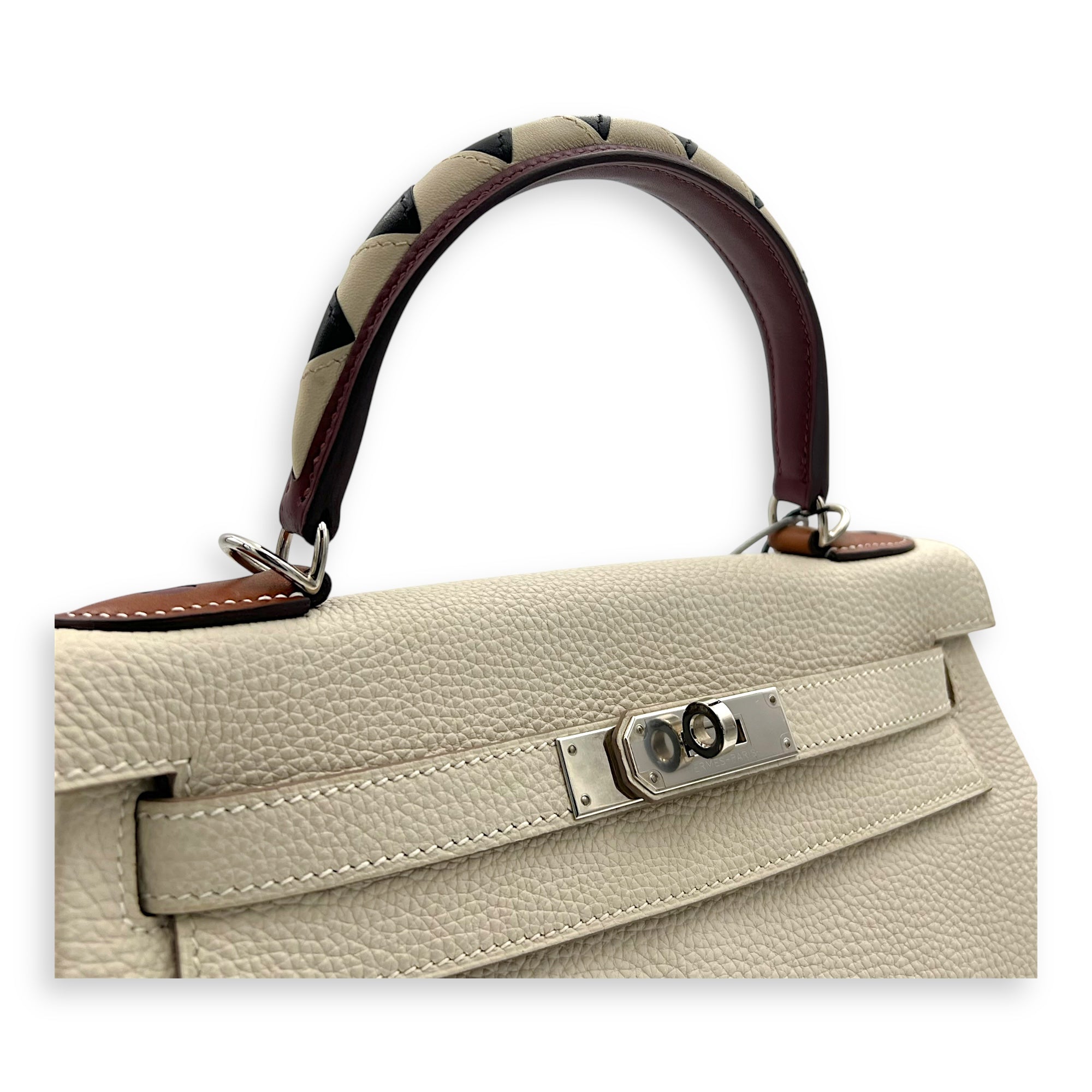 Kelly Craie/Black/Fauve/Rouge H in Togo, Palladium hardware - Image 8