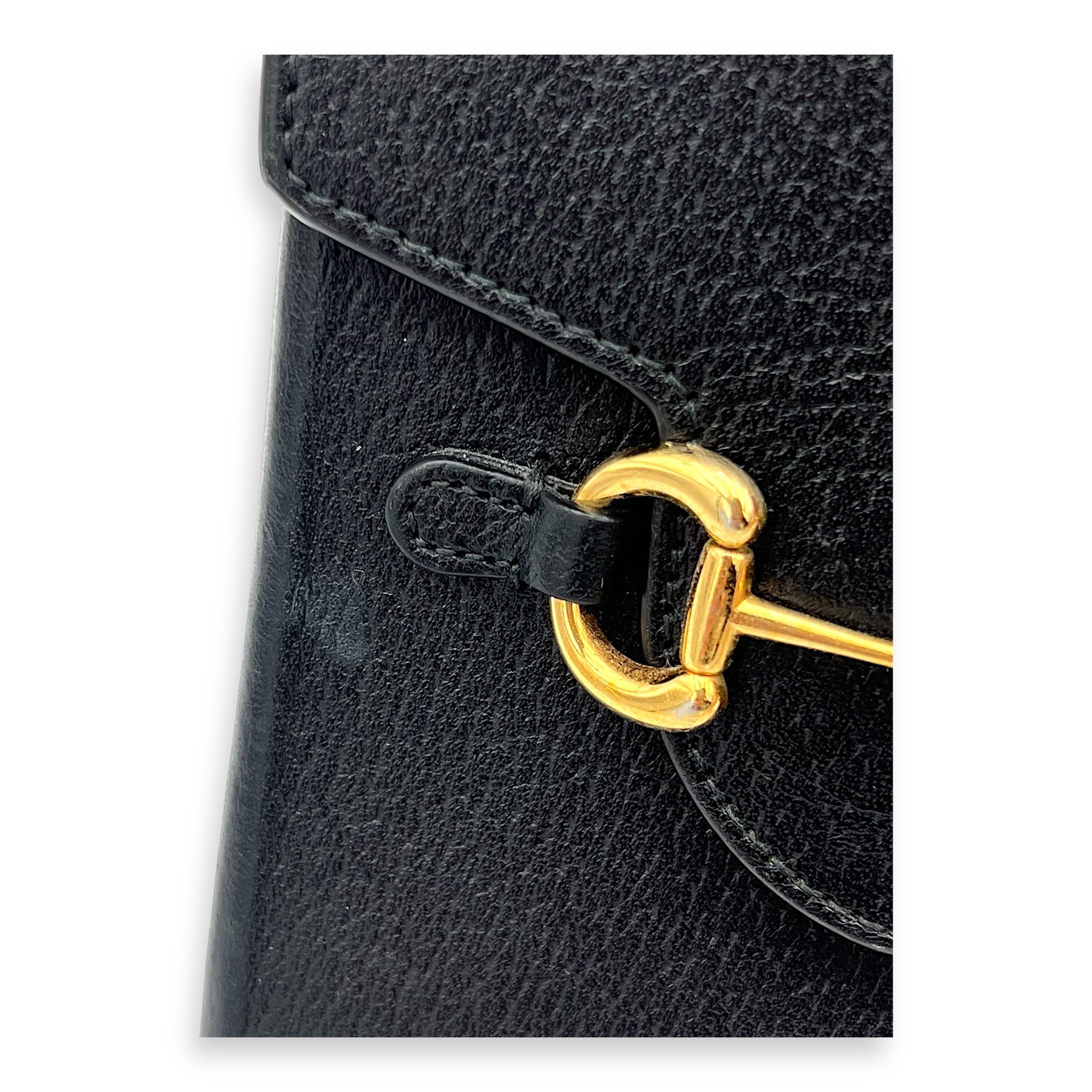 Horsebit 1955 Crossbody Bag Super Mini Black in Calfskin, Gold hardware - Image 8