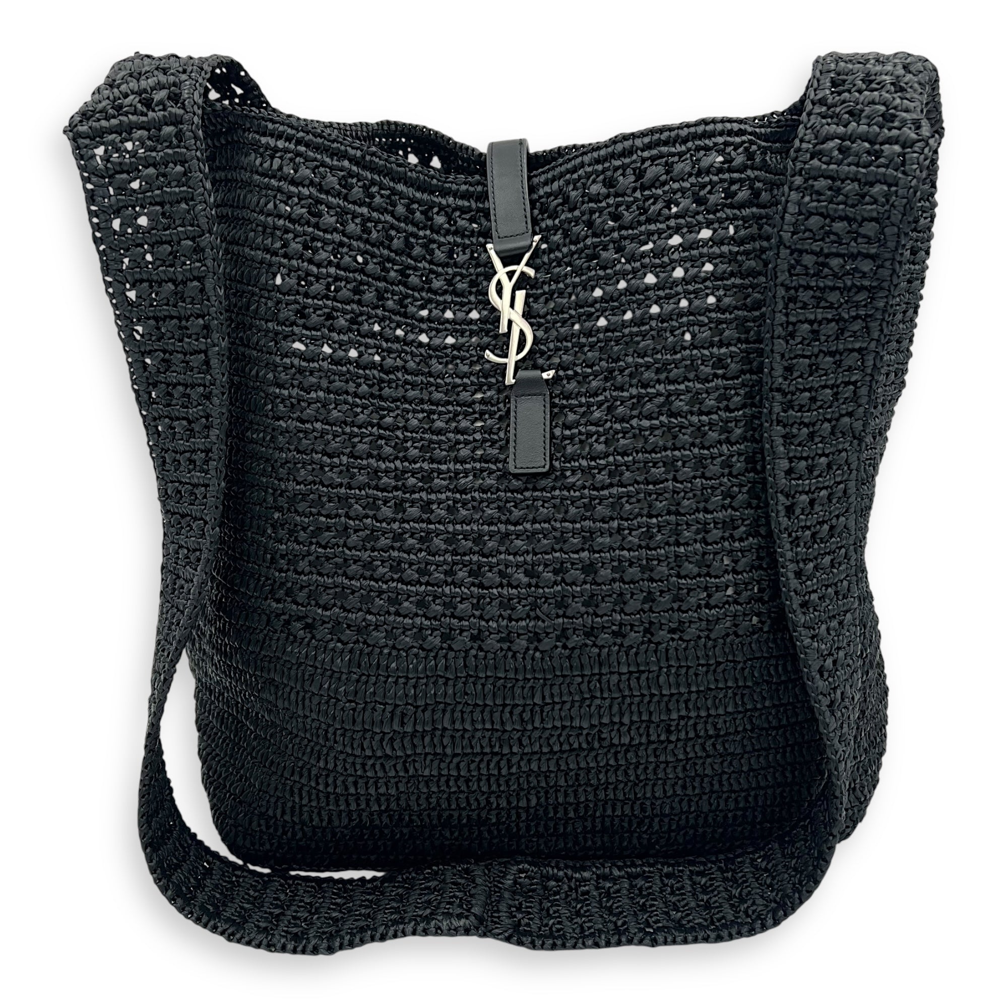 Le 5 A 7 Crossbody Bag Black in Raffia, Silver hardware - Image 6