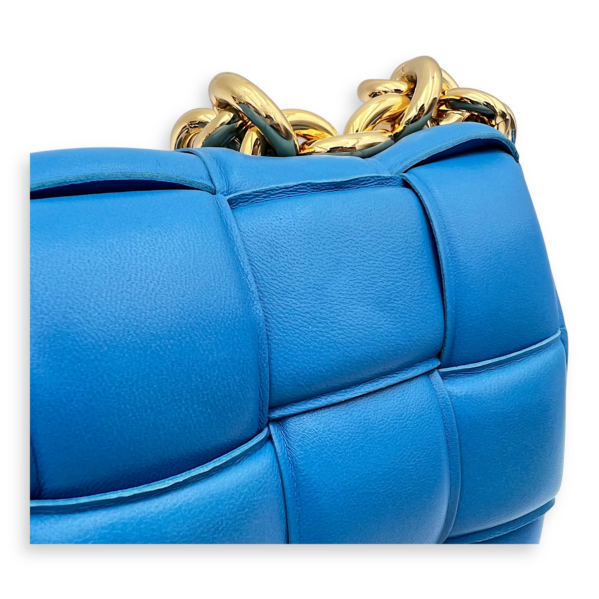 Cassette Crossbody Bag Blue in Lambskin, Gold hardware - Image 9
