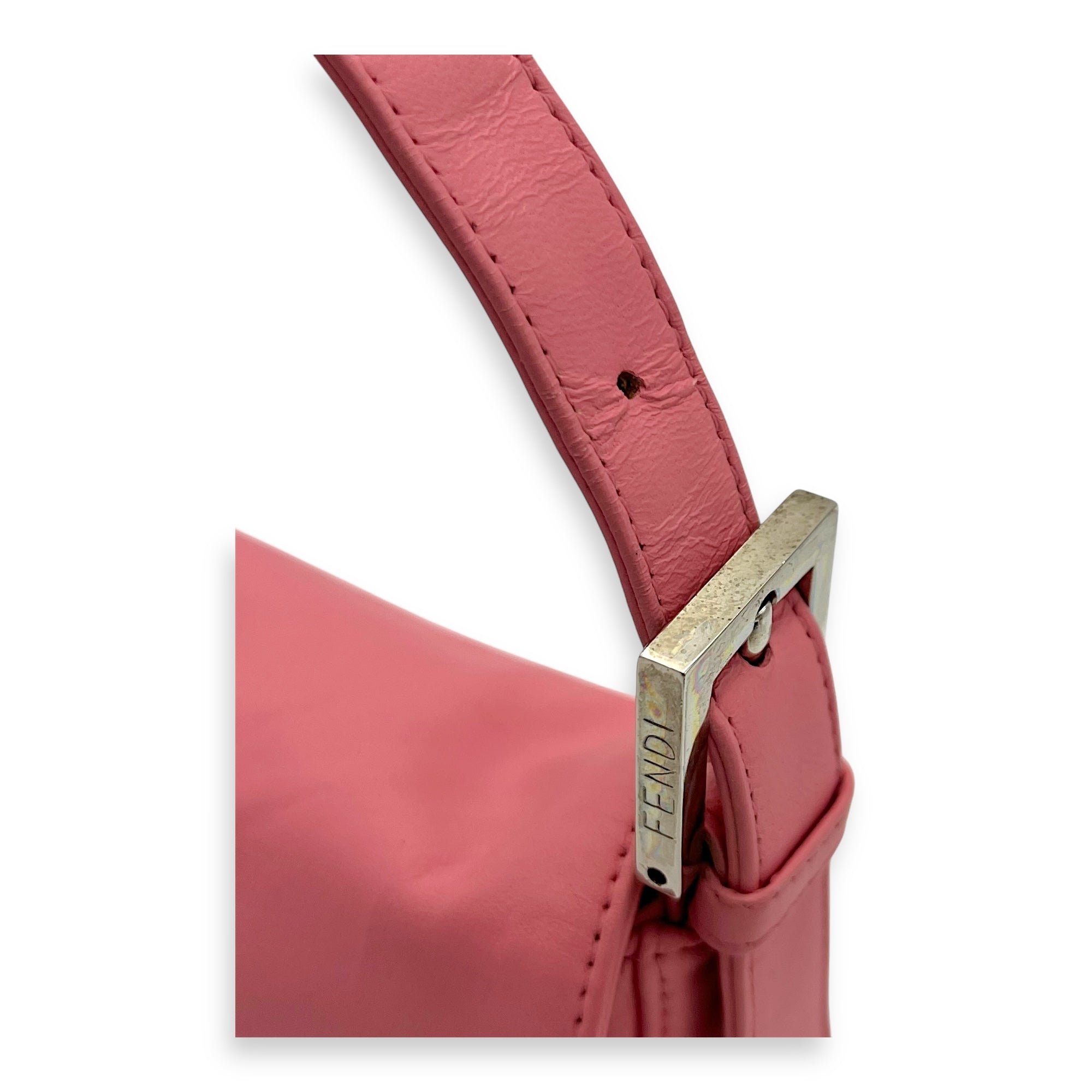 Baguette Shoulder Bag Pink in Calfskin, Silver hardware - Image 9