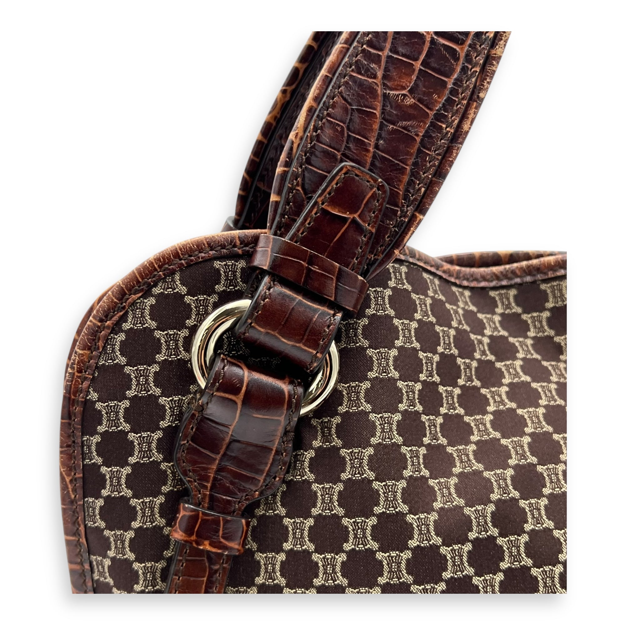 Bittersweet Brown Tote Bag in Canvas, Gold hardware - Image 9