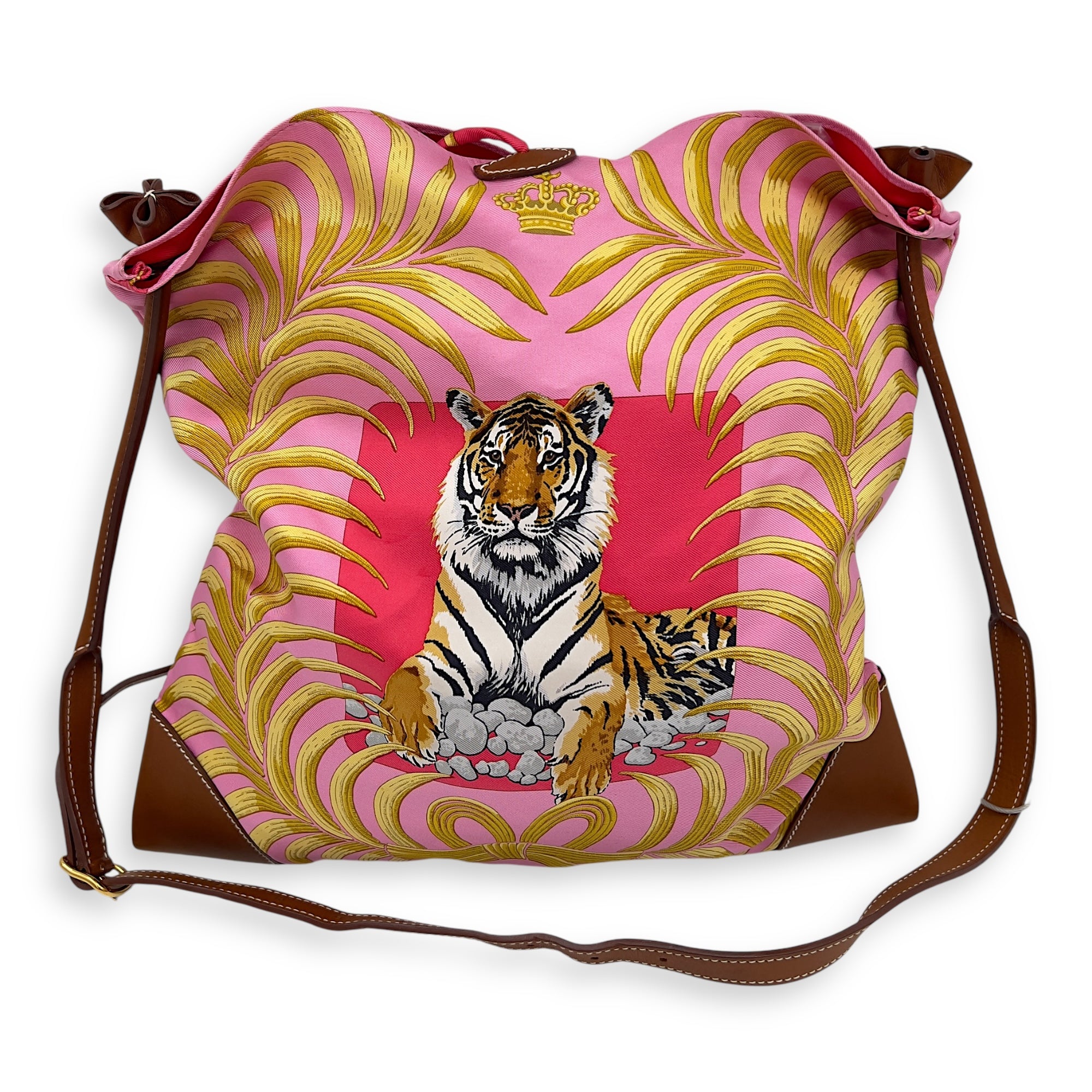 Silky City Multi-colour Tote Bag in Silk, Gold hardware - Image 7