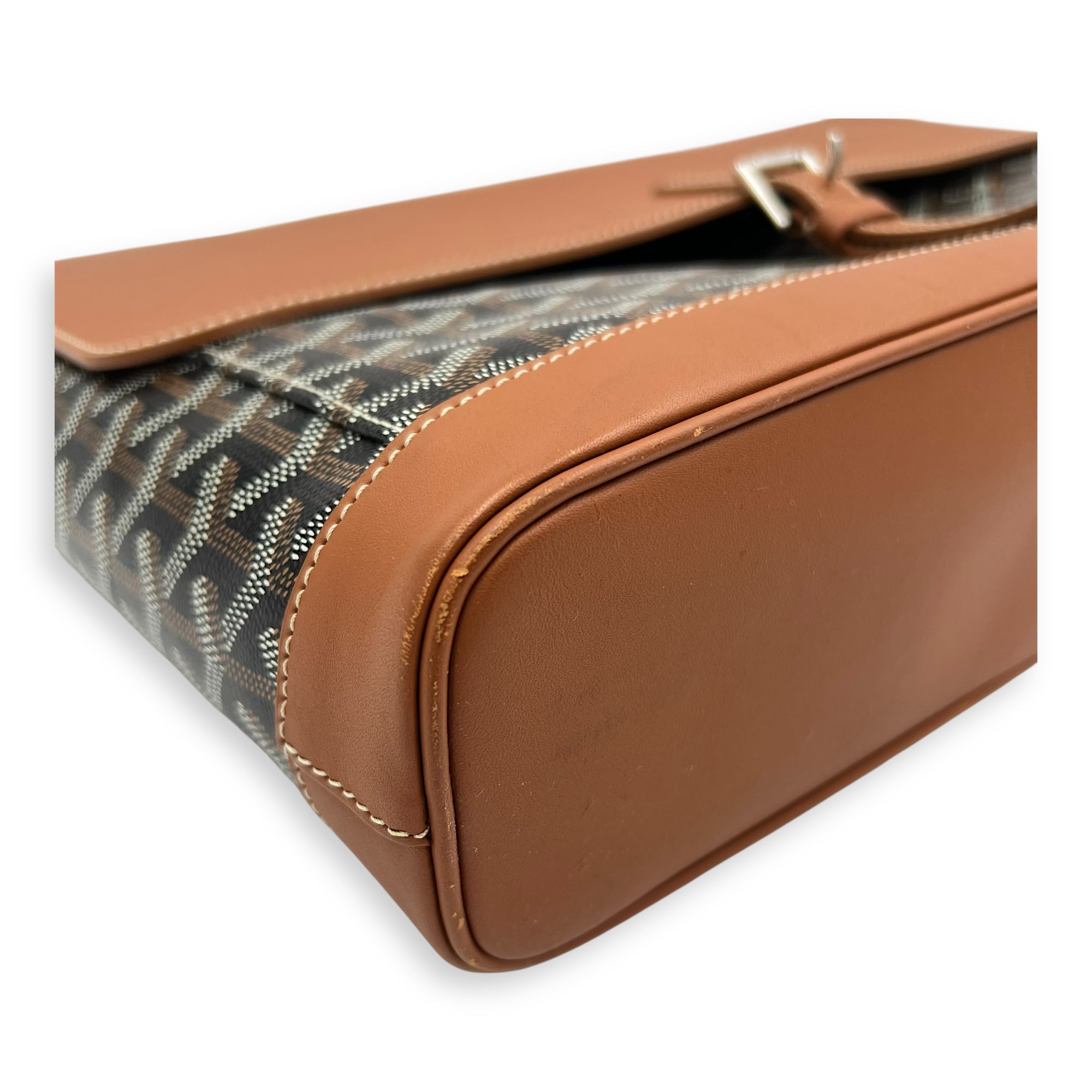 Citadine PM Brown Top Handle Bag in Coated Canvas, Silver hardware - Image 11