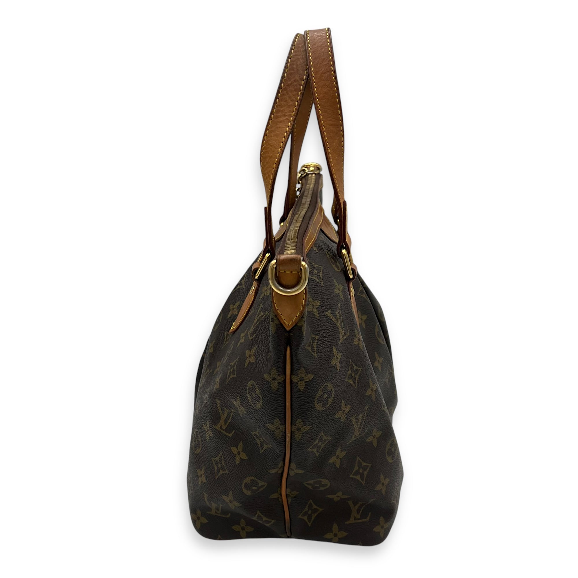 Palermo PM Brown Top Handle Bag in Monogram Coated Canvas, Gold hardware - Image 5