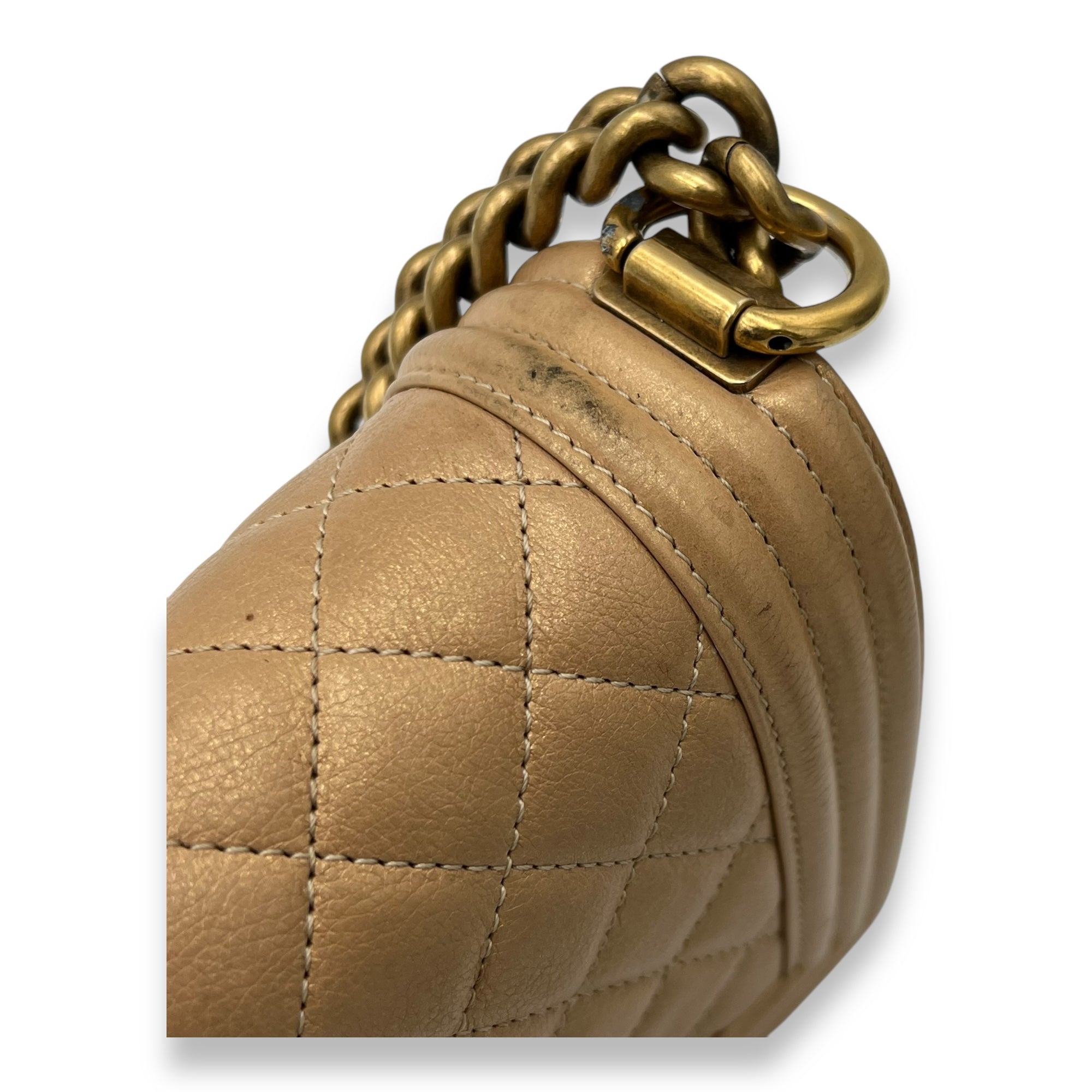 Boy Small Gold Shoulder Bag in Lambskin, Gold hardware - Image 10