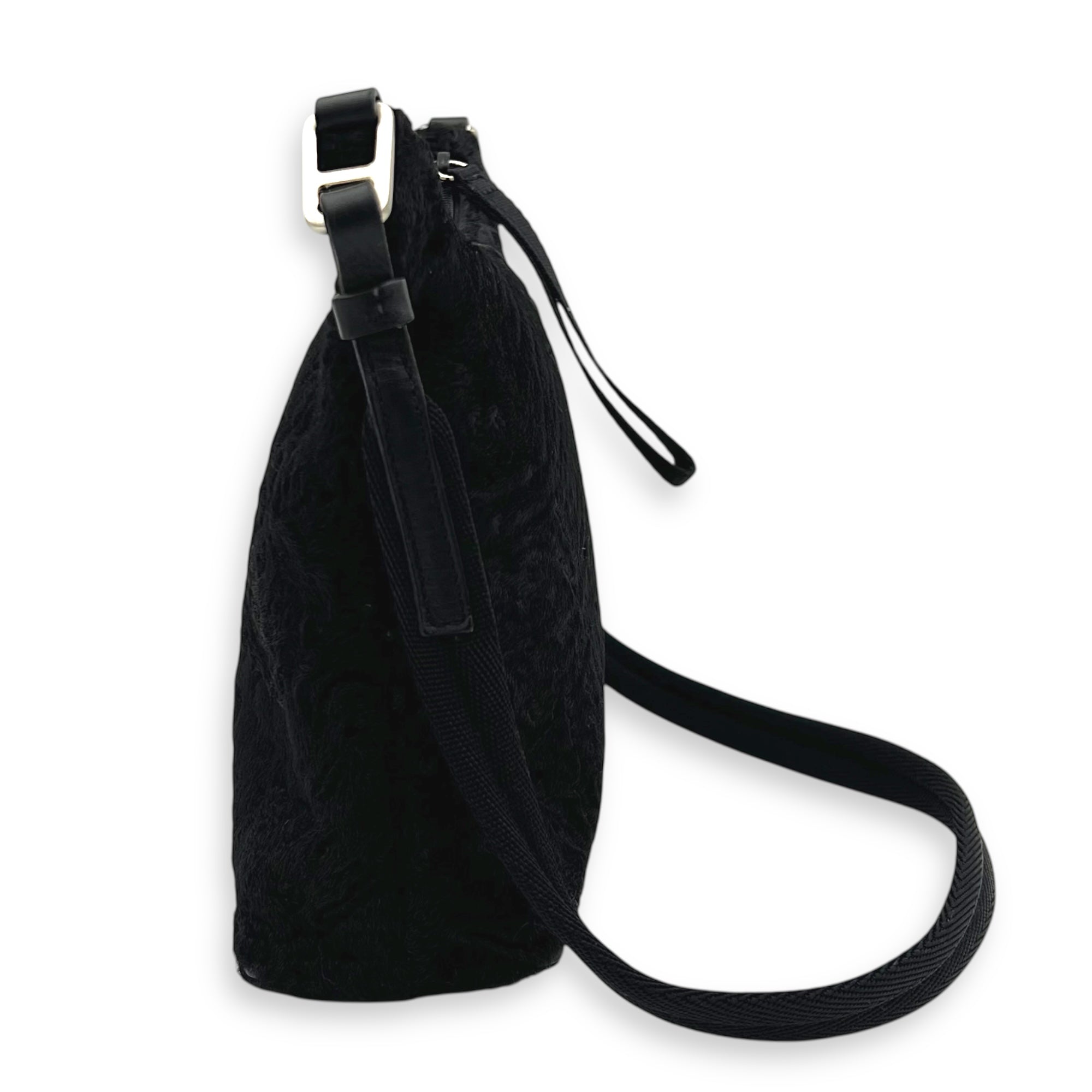 Persian Lamb Black Shoulder Bag in, Silver hardware - Image 5