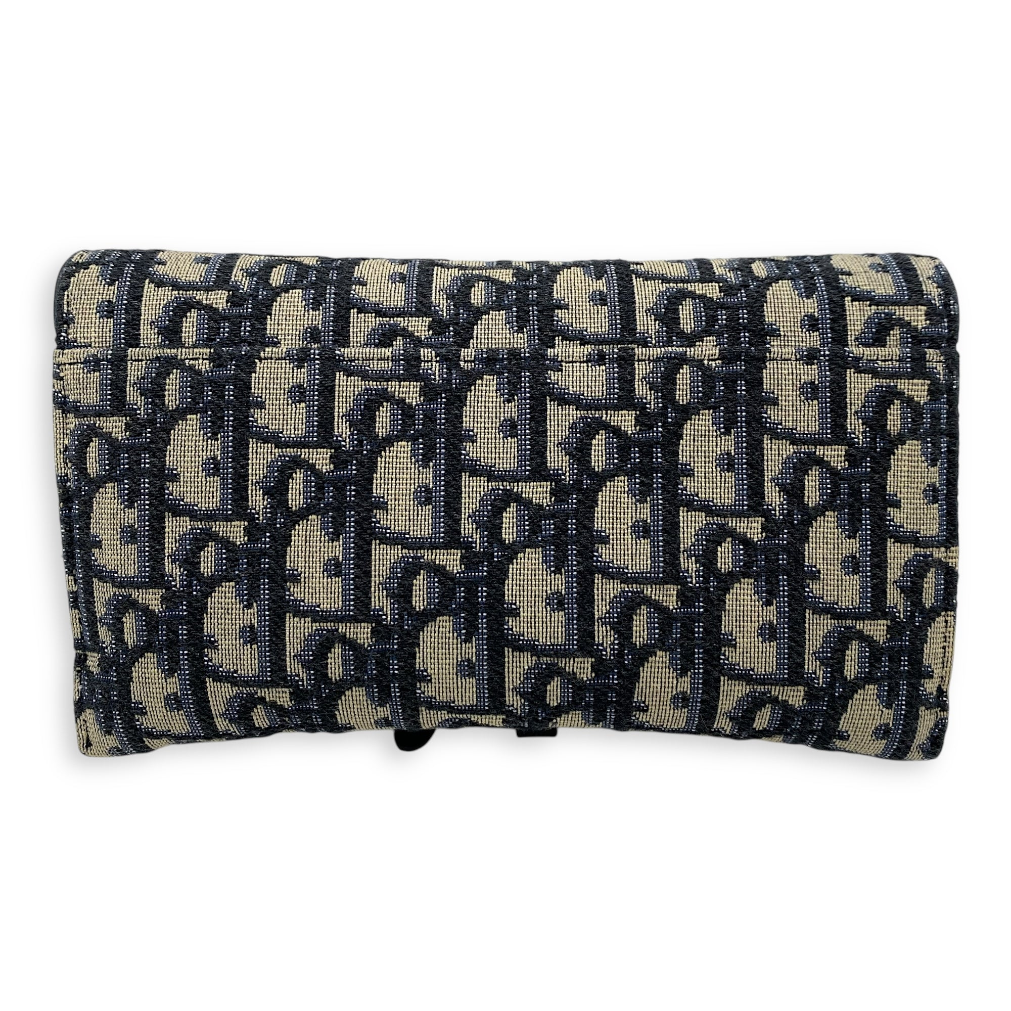 Saddle Wallet On Chain Blue in Jacquard, Gold hardware - Image 3
