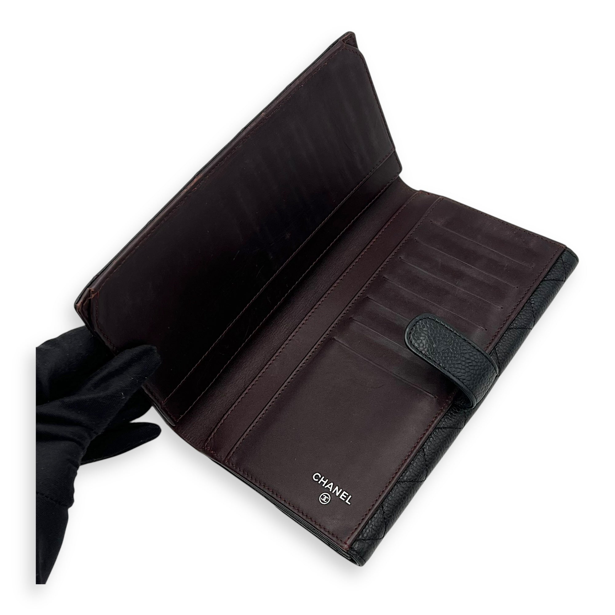 CC Wallet Black in Caviar Leather, Silver hardware - Image 10