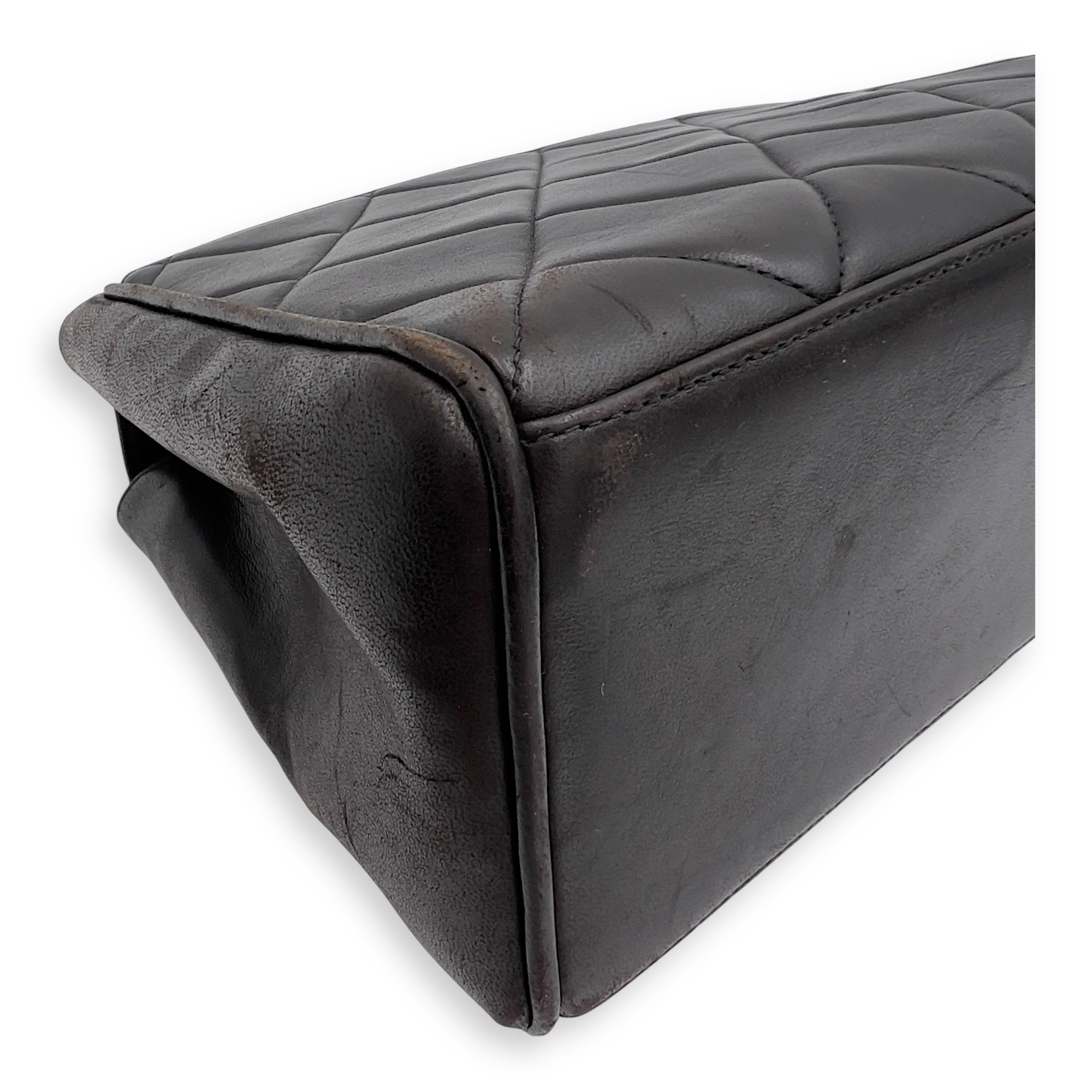 Vintage Quilted CC Top Handle Bag Brown in Lambskin, Gold hardware - Image 8