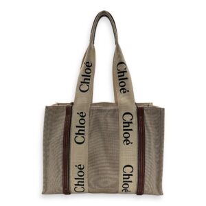 Woody Medium Beige Tote Bag in Canvas