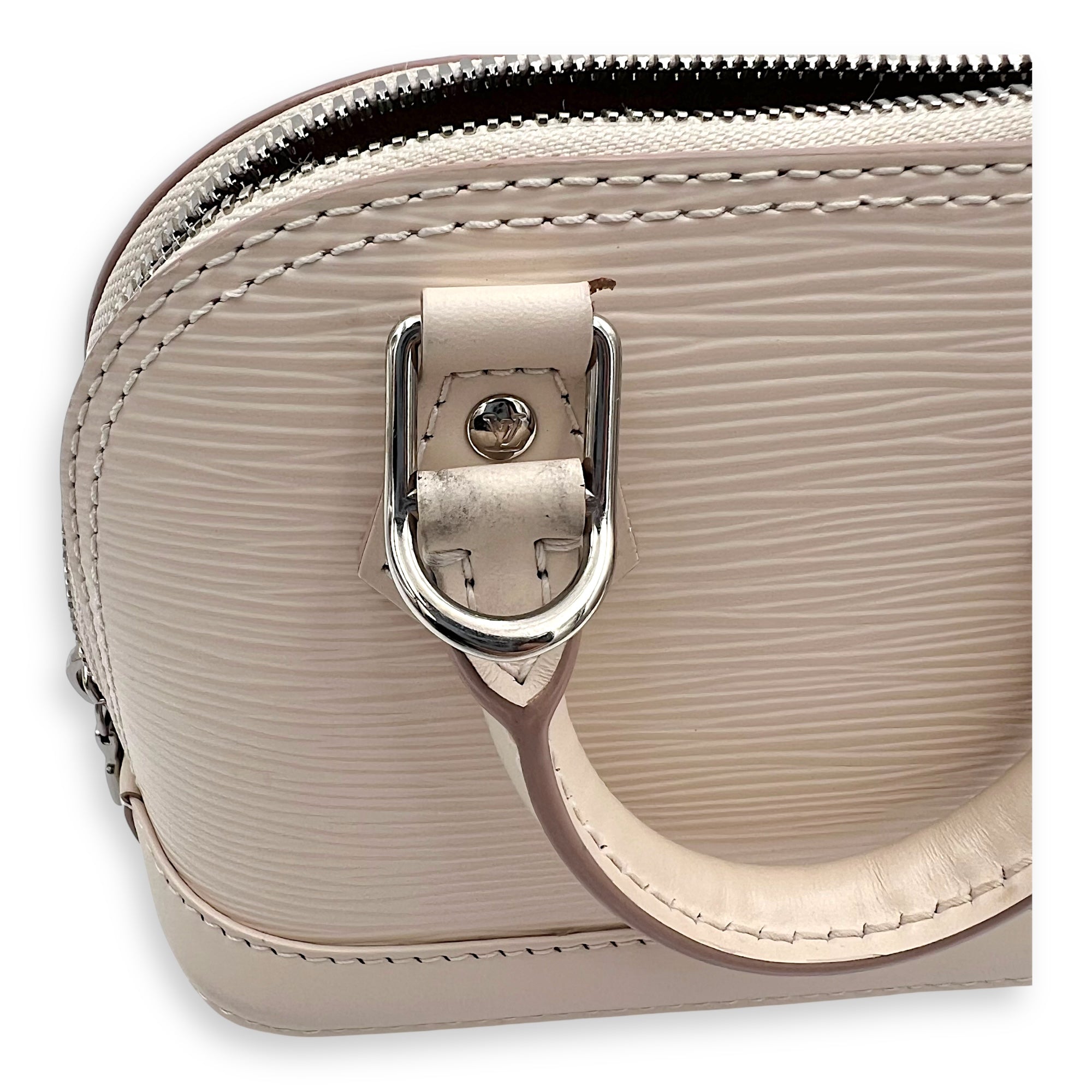 Alma Top Handle Bag Nano White in Epi Leather, Silver hardware - Image 10