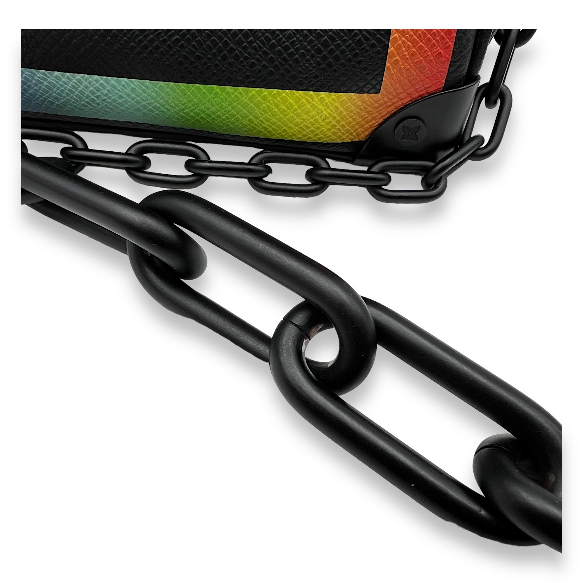 Soft Trunk Mini Black Crossbody Bag in Taiga Leather, Lacquered Metal hardware - Image 11