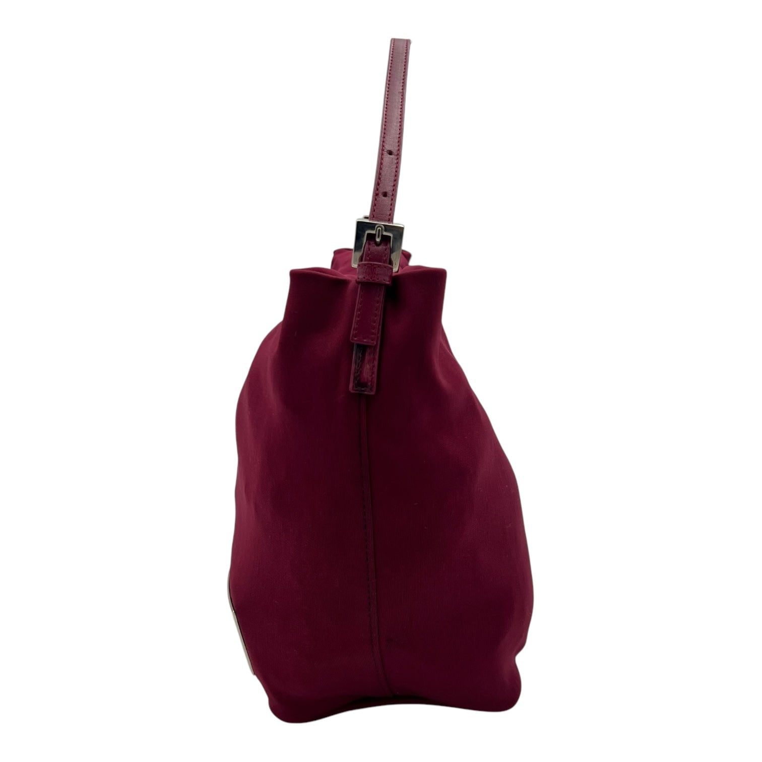 Baguette Shoulder Bag Red in Canvas, Silver hardware - Image 5