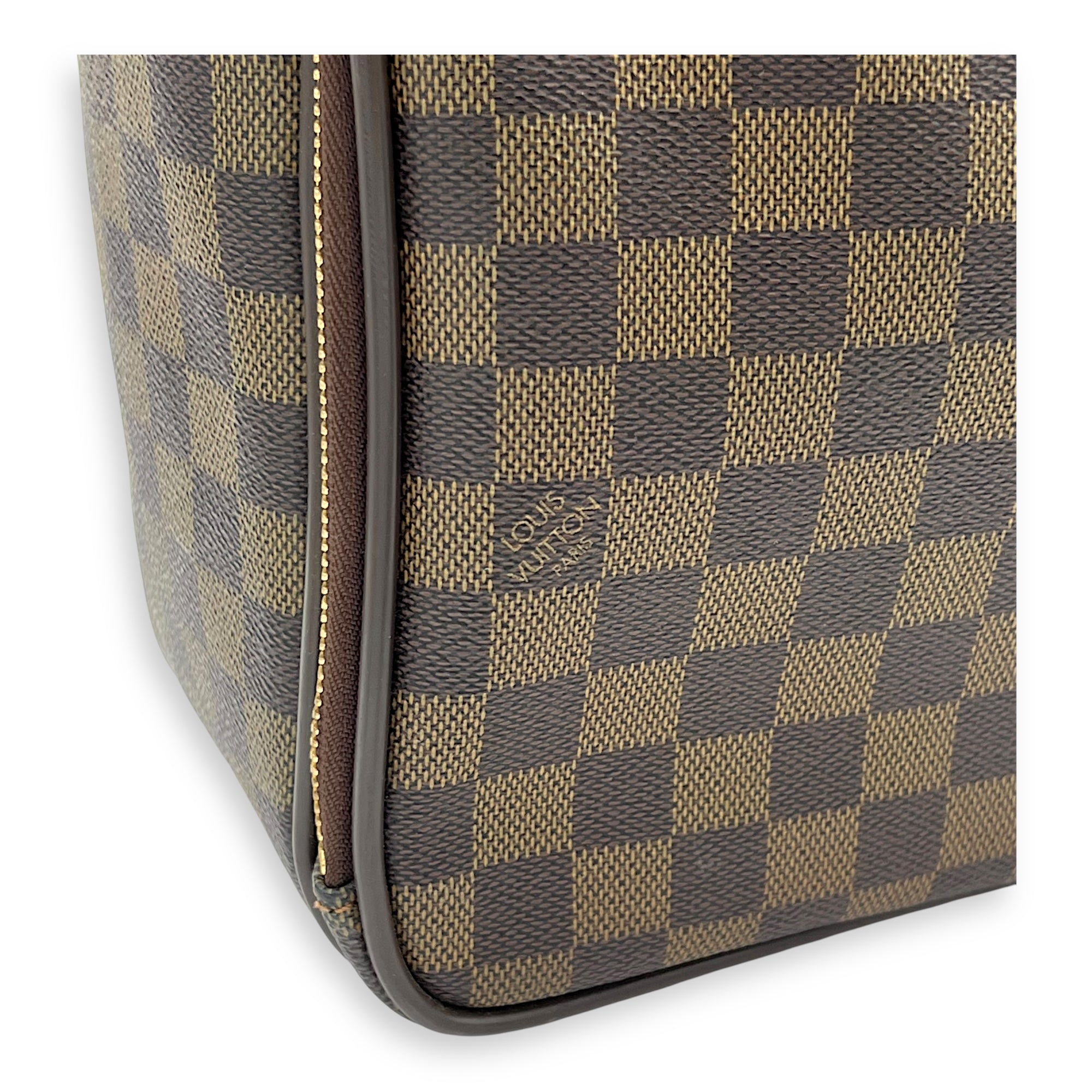 ICare Damier Ebene Top Handle Bag in Coated Canvas, Gold hardware - Image 11