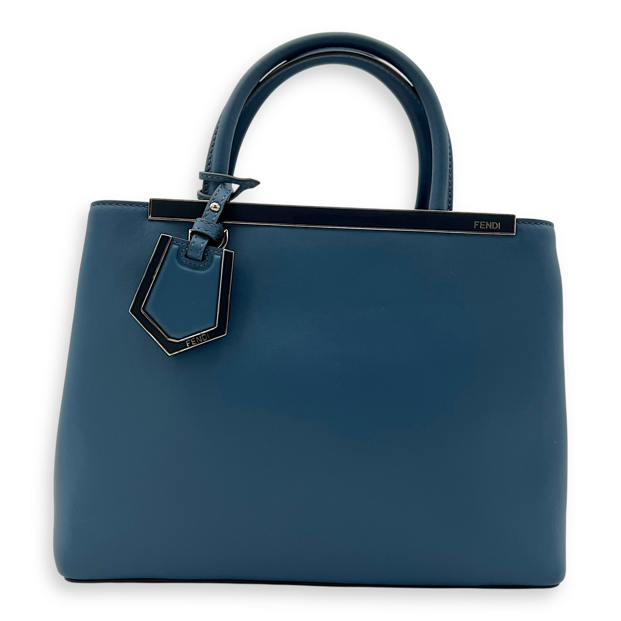 2Jours Top Handle Bag Blue in Calfskin, Silver hardware - Image 12