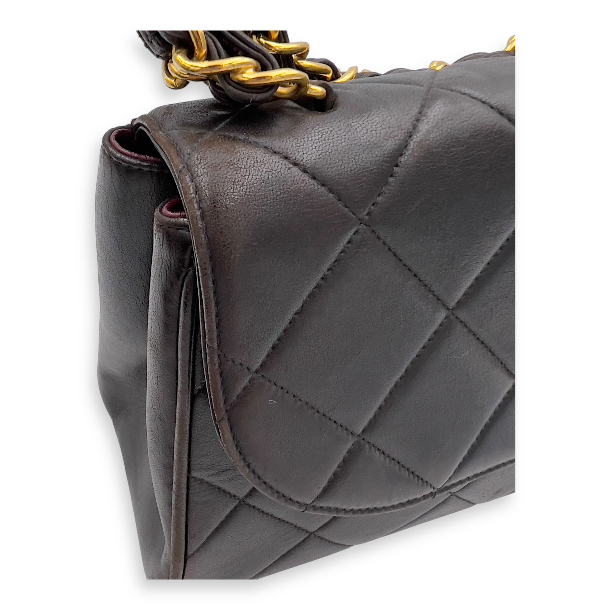 Vintage Quilted CC Top Handle Bag Brown in Lambskin, Gold hardware - Image 12