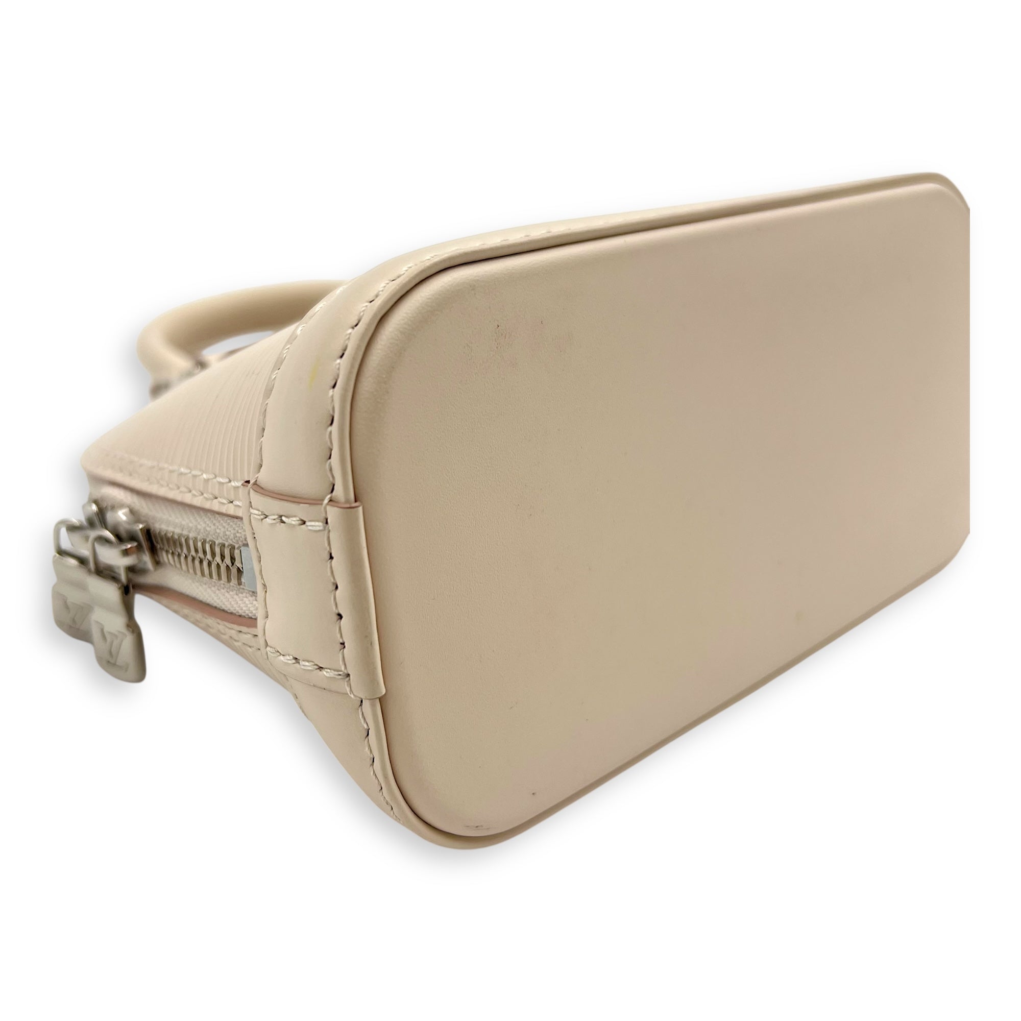 Alma Top Handle Bag Nano White in Epi Leather, Silver hardware - Image 14