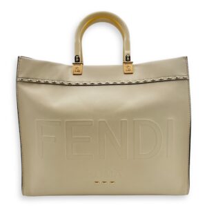 Sunshine Top Handle Bag Beige in Calfskin, Gold hardware