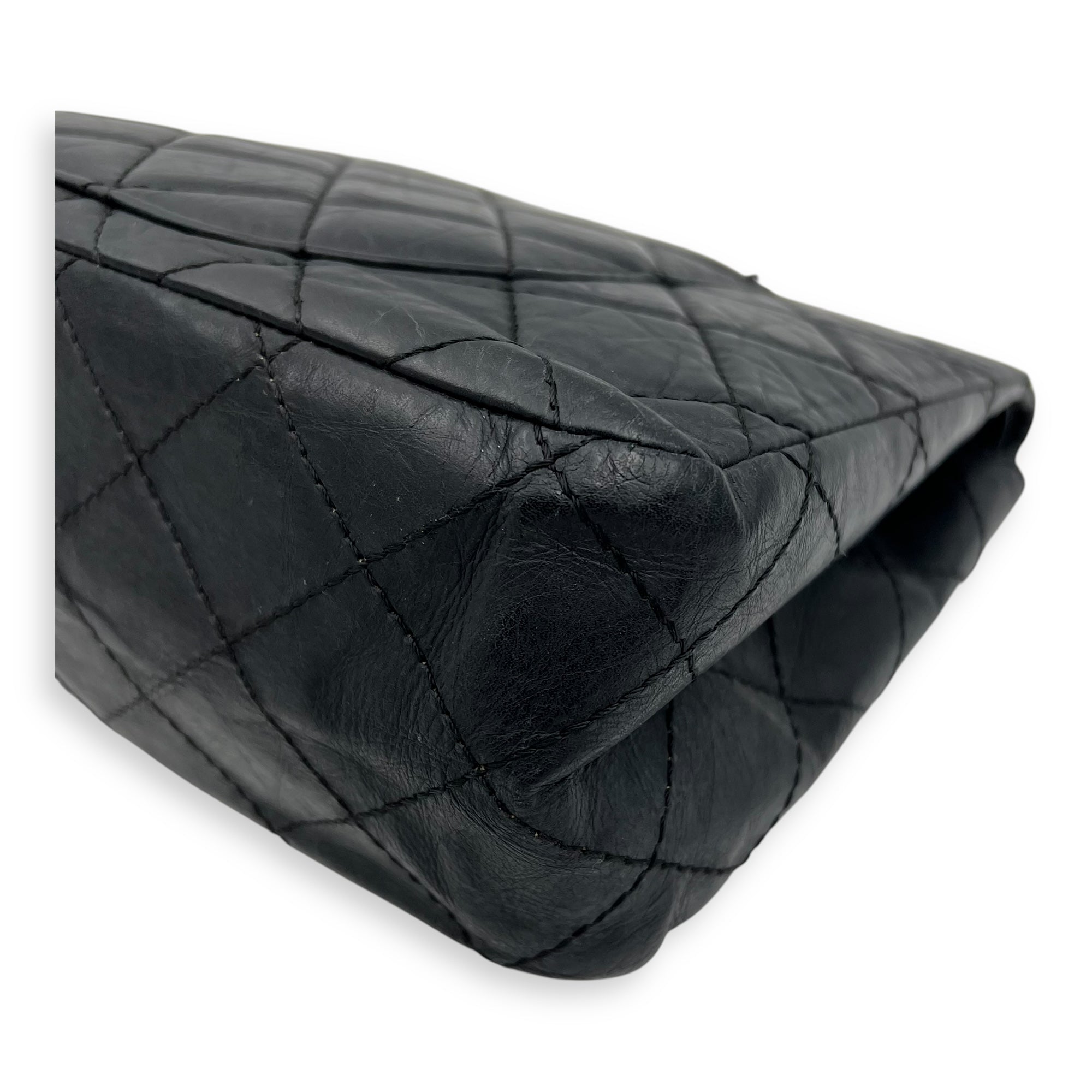 2.55 227 Black Shoulder Bag in Calfskin, Ruthenium hardware - Image 13