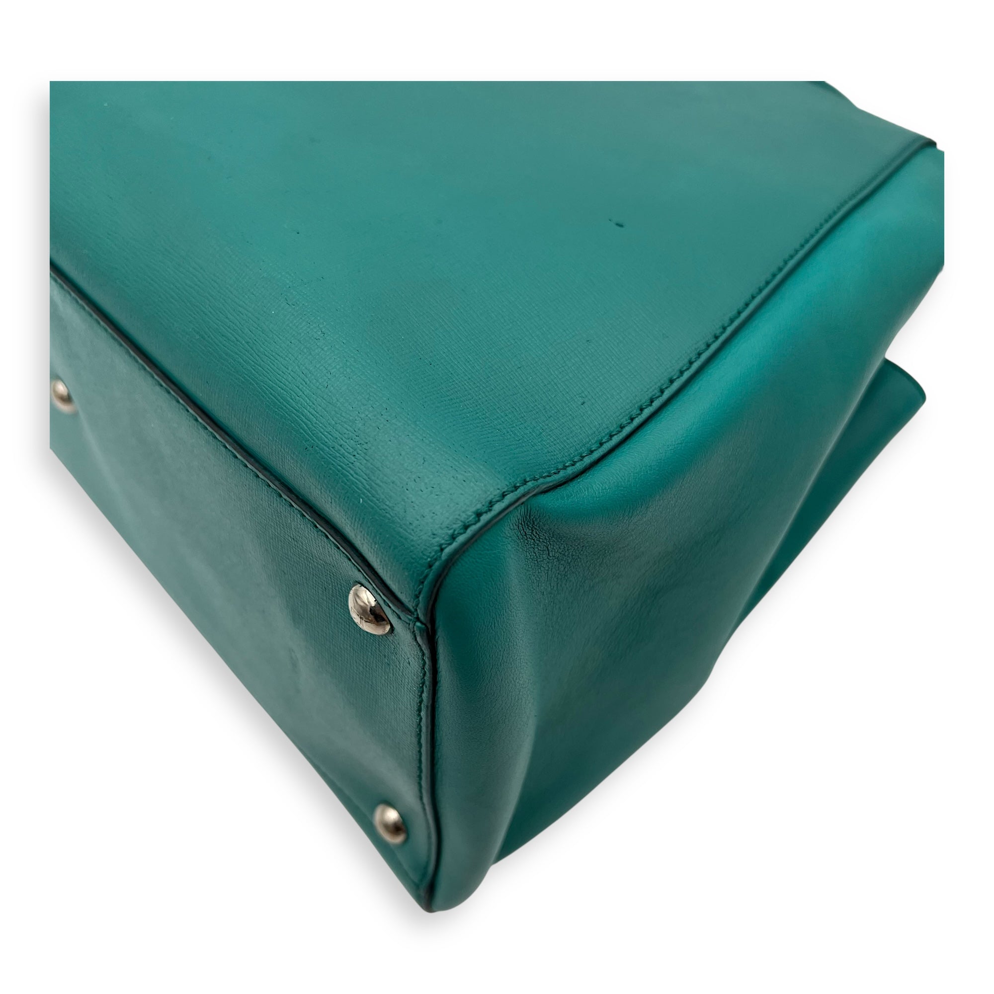 2 jours Top Handle Bag Medium Blue in Calfskin, Silver hardware - Image 19