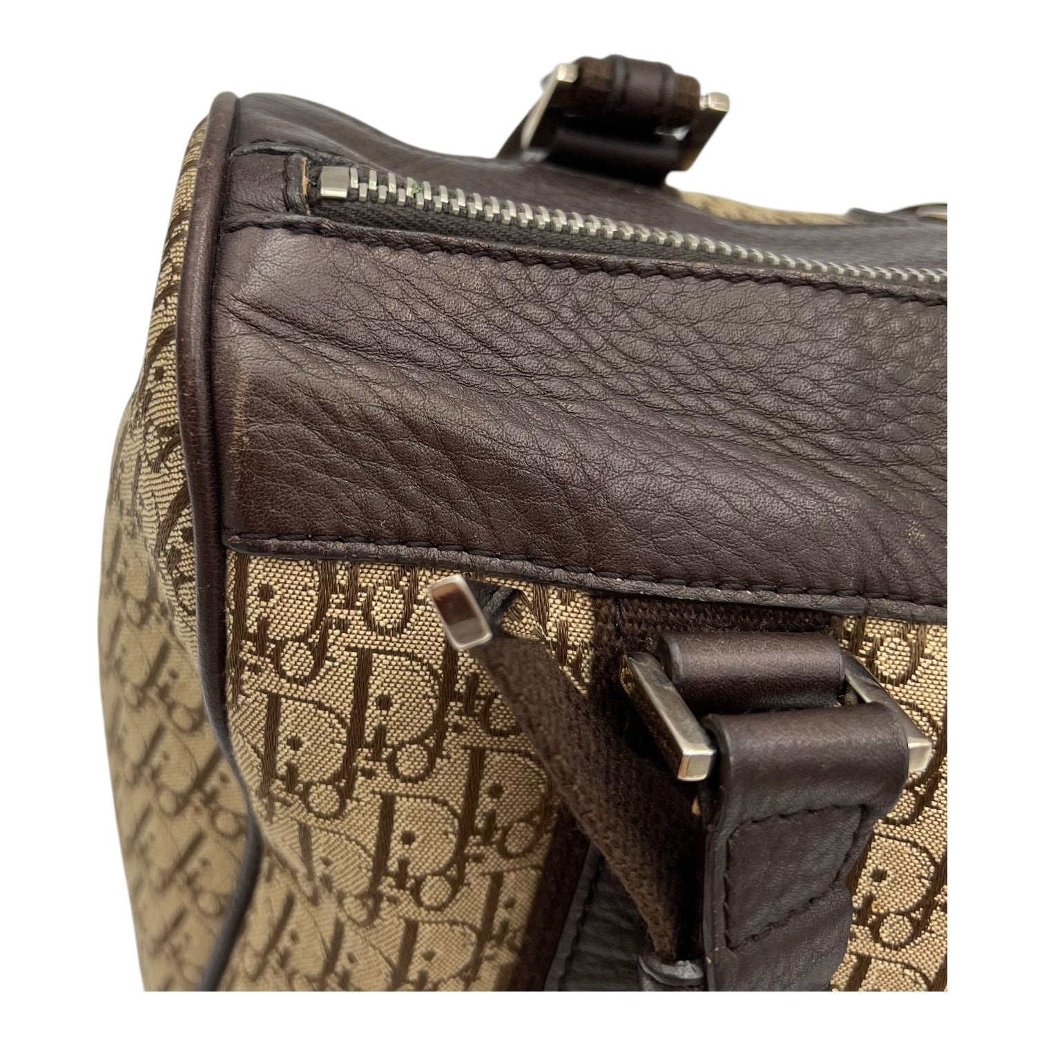 Street Chic Trotter Boston Brown Top Handle Bag in Jacquard, Silver hardware - Image 14