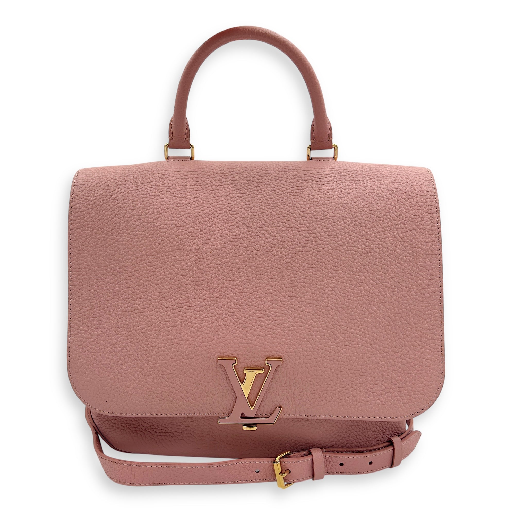 Volta Top Handle Bag Pink in Calfskin, Gold hardware - Image 13
