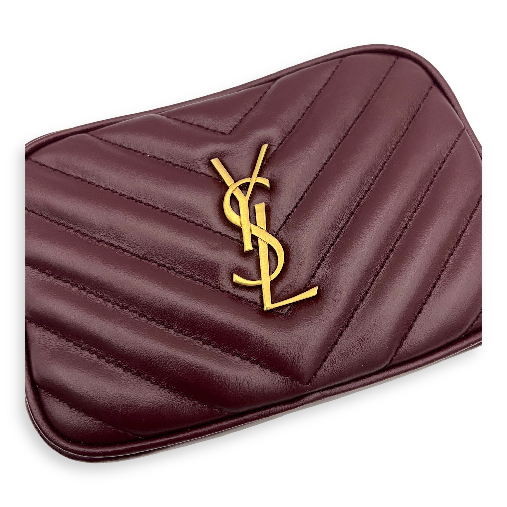 Camera Red Belt Bag in Calfskin, Gold hardware - Image 8