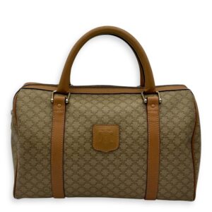 Vintage Macadam Boston Top Handle Bag Beige in Coated Canvas, Gold hardware