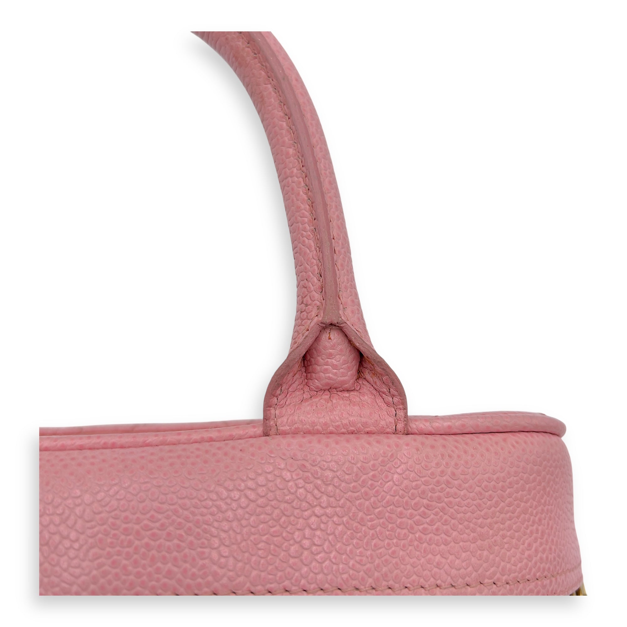 Bowling Pink Top Handle Bag in Caviar Leather, Gold hardware - Image 17