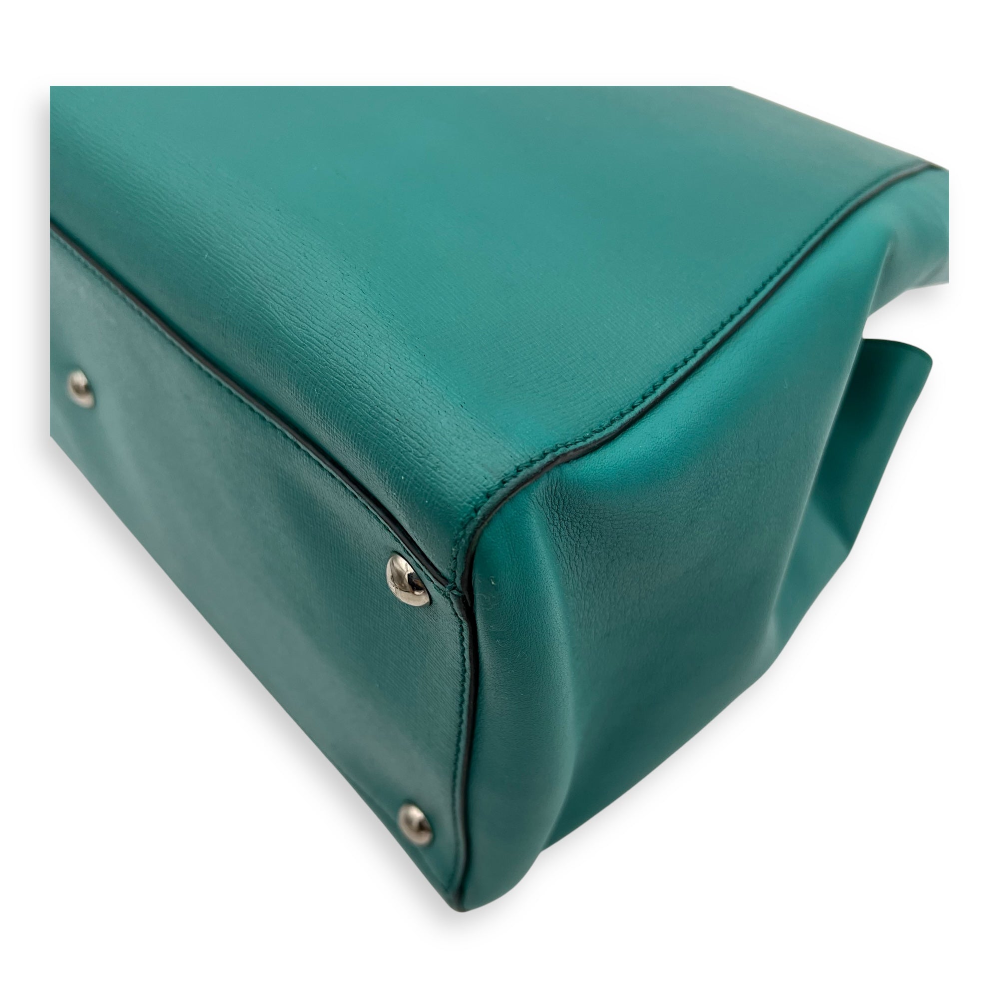 2 jours Top Handle Bag Medium Blue in Calfskin, Silver hardware - Image 17