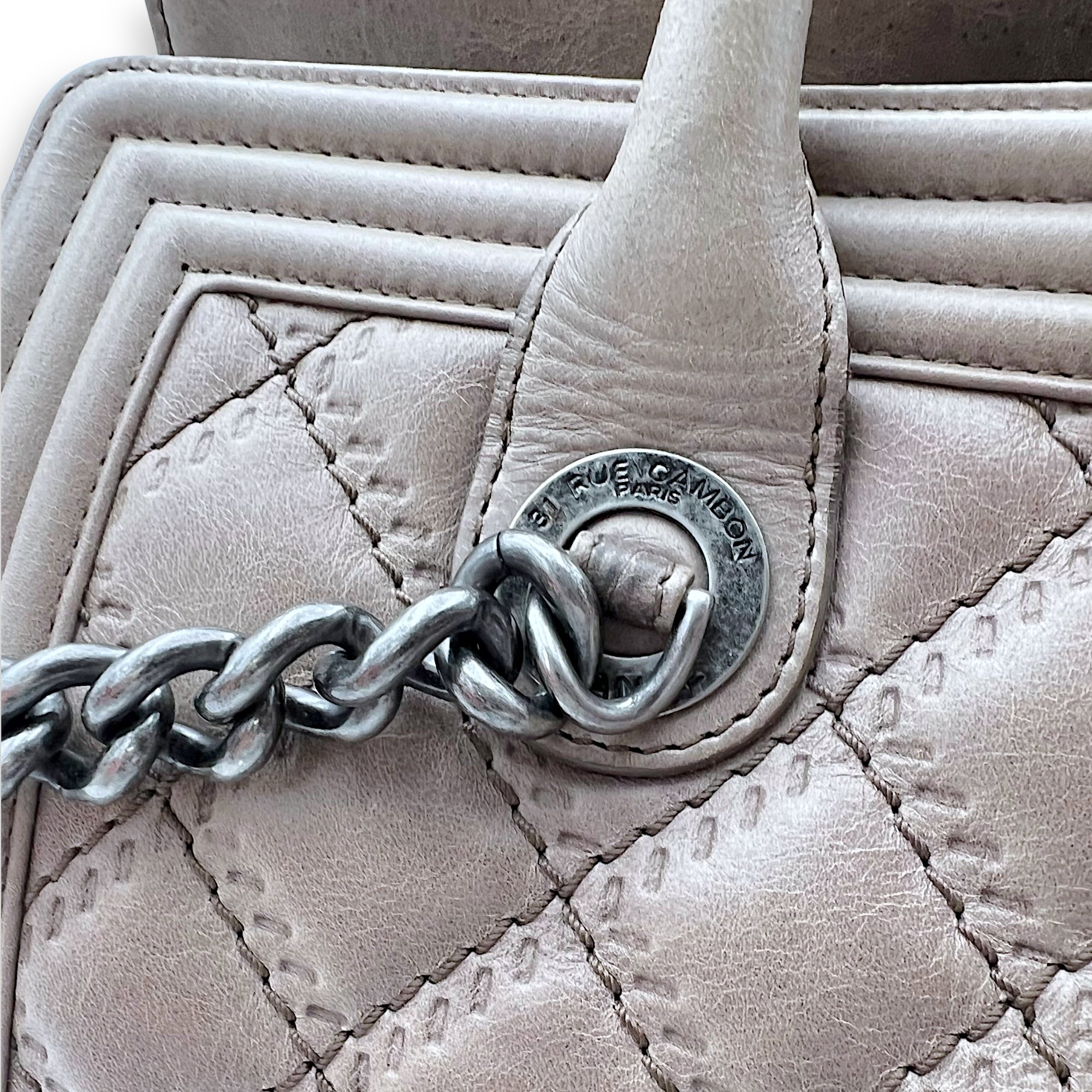 Boy Top Handle Bag Beige in Calfskin, Gunmetal hardware - Image 16