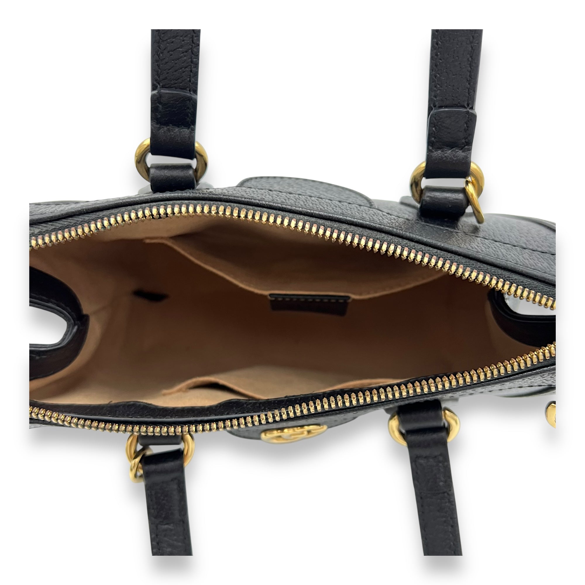 Ophidia Top Handle Bag Black in Calfskin, Gold hardware - Image 7