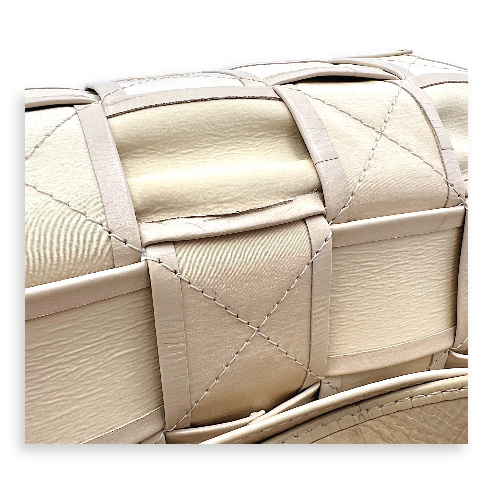 Cassette Crossbody Bag Beige in Calfskin, Silver hardware - Image 17