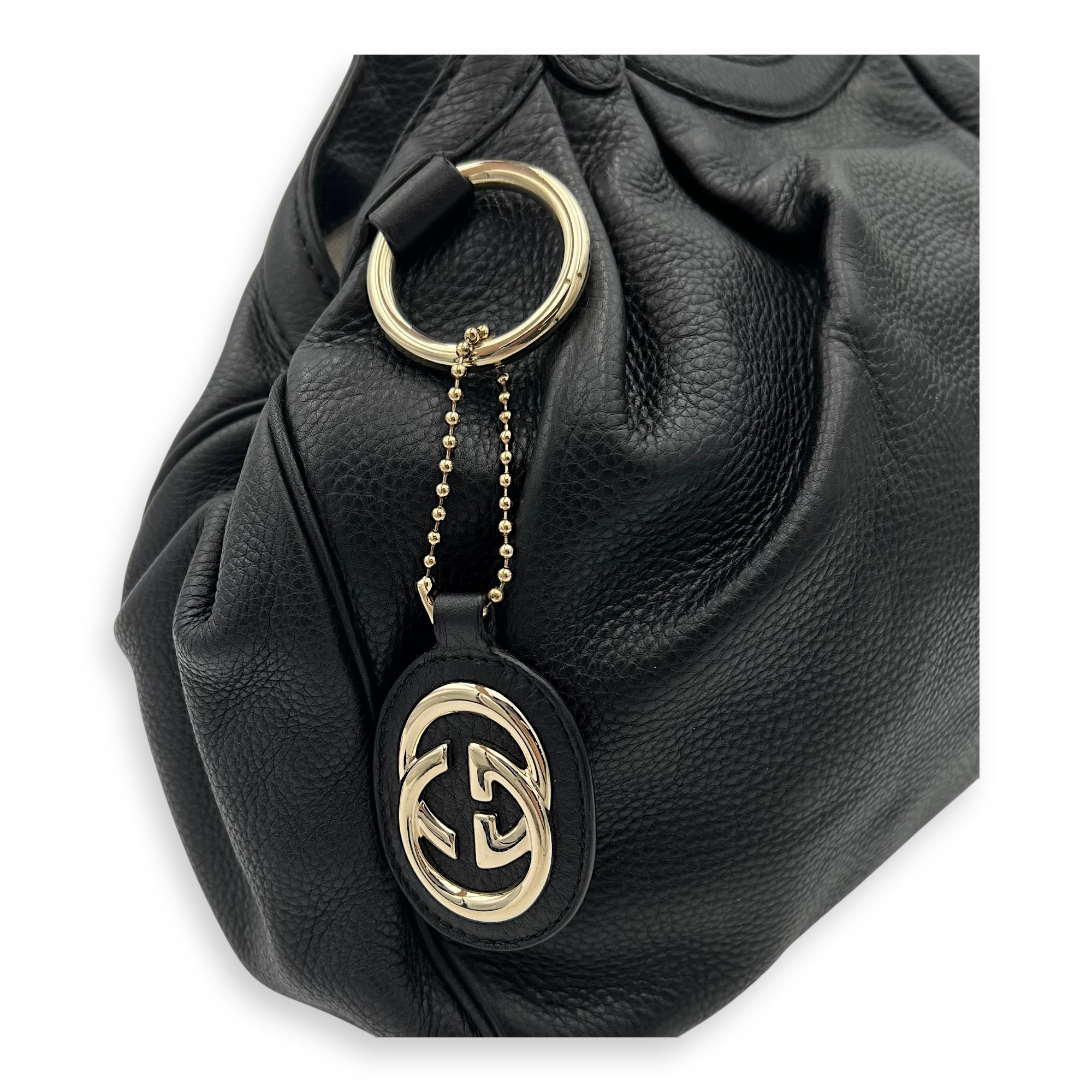 Sukey Black Top Handle Bag in Calfskin, Light Gold hardware - Image 10