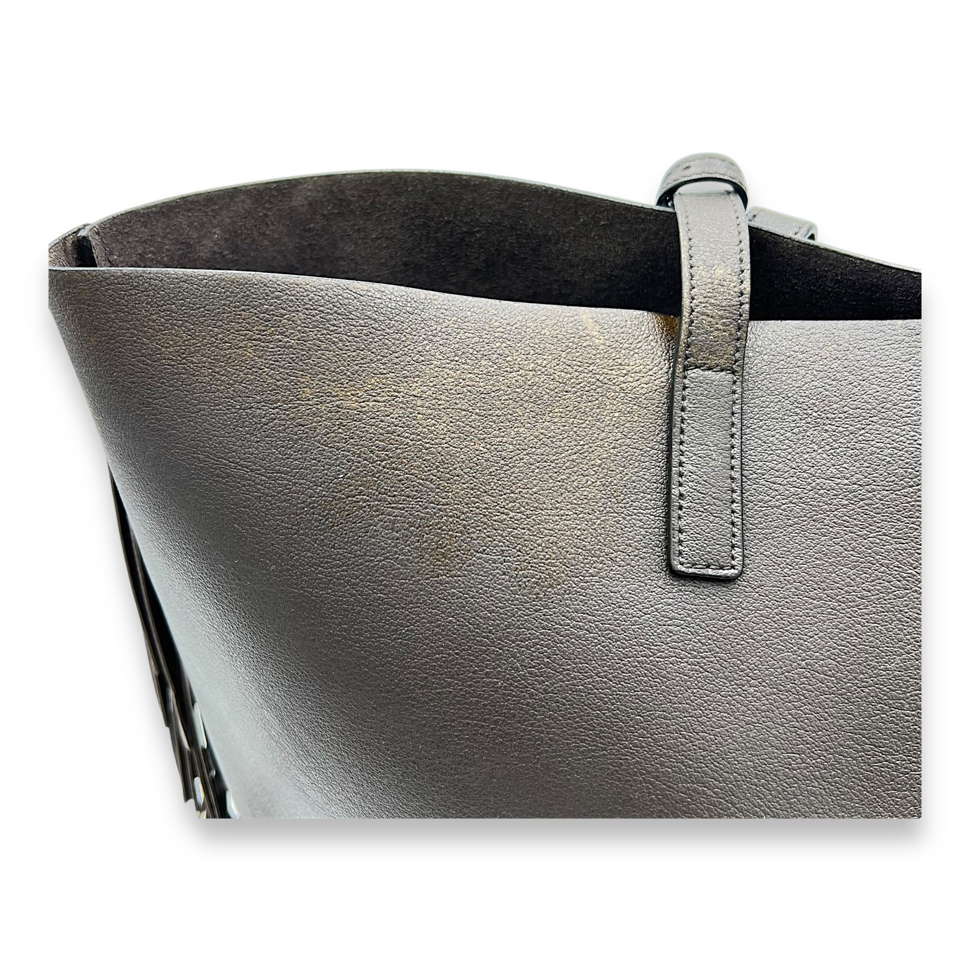 East West Shopping Fringe Tote Bag Grey in Calfskin, Silver hardware - Image 11