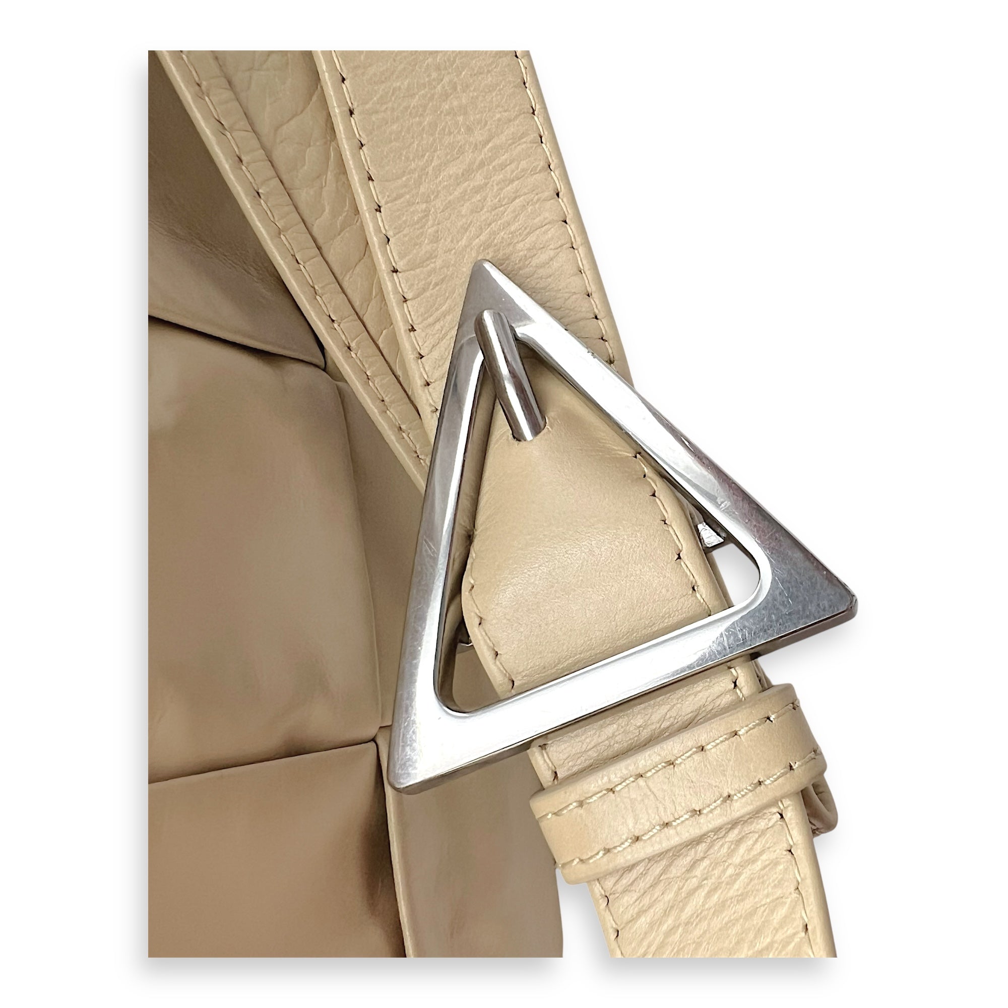 Cassette Crossbody Bag Beige in Calfskin, Silver hardware - Image 19