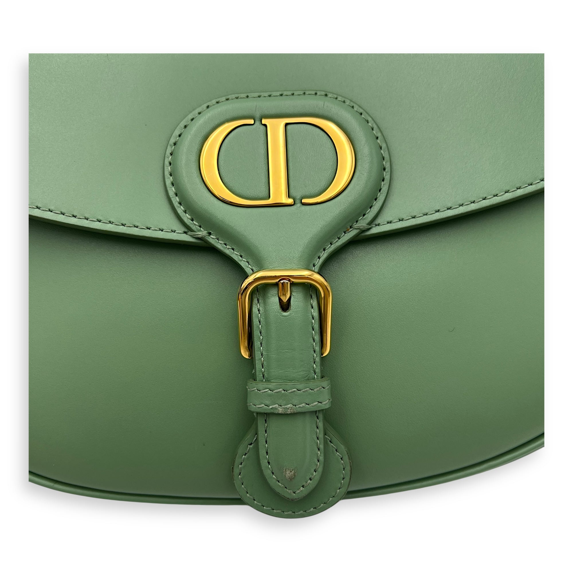 Bobby Crossbody Bag Green in Calfskin, Gold hardware - Image 10
