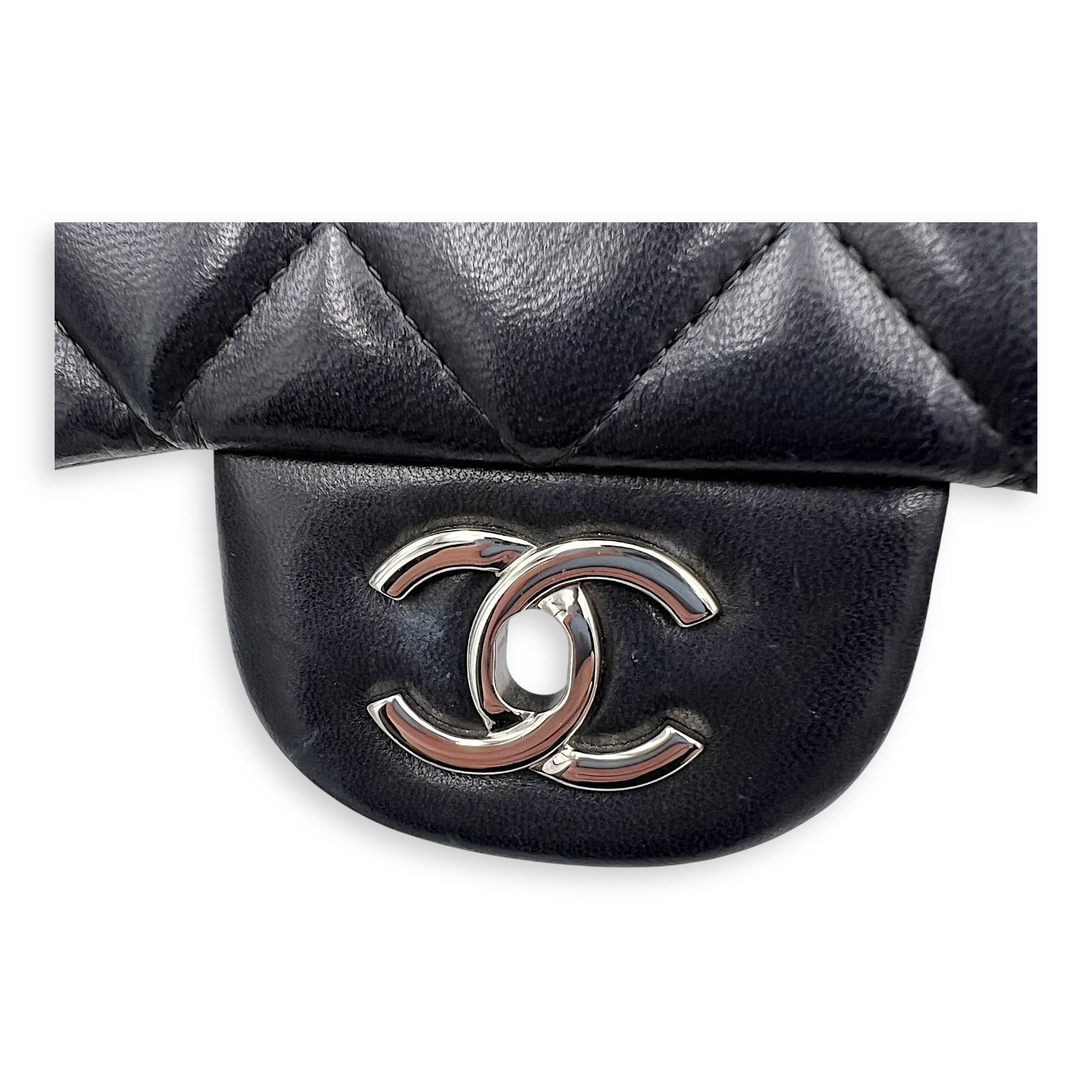 Classic Maxi Black Shoulder Bag in Lambskin, Silver hardware - Image 16