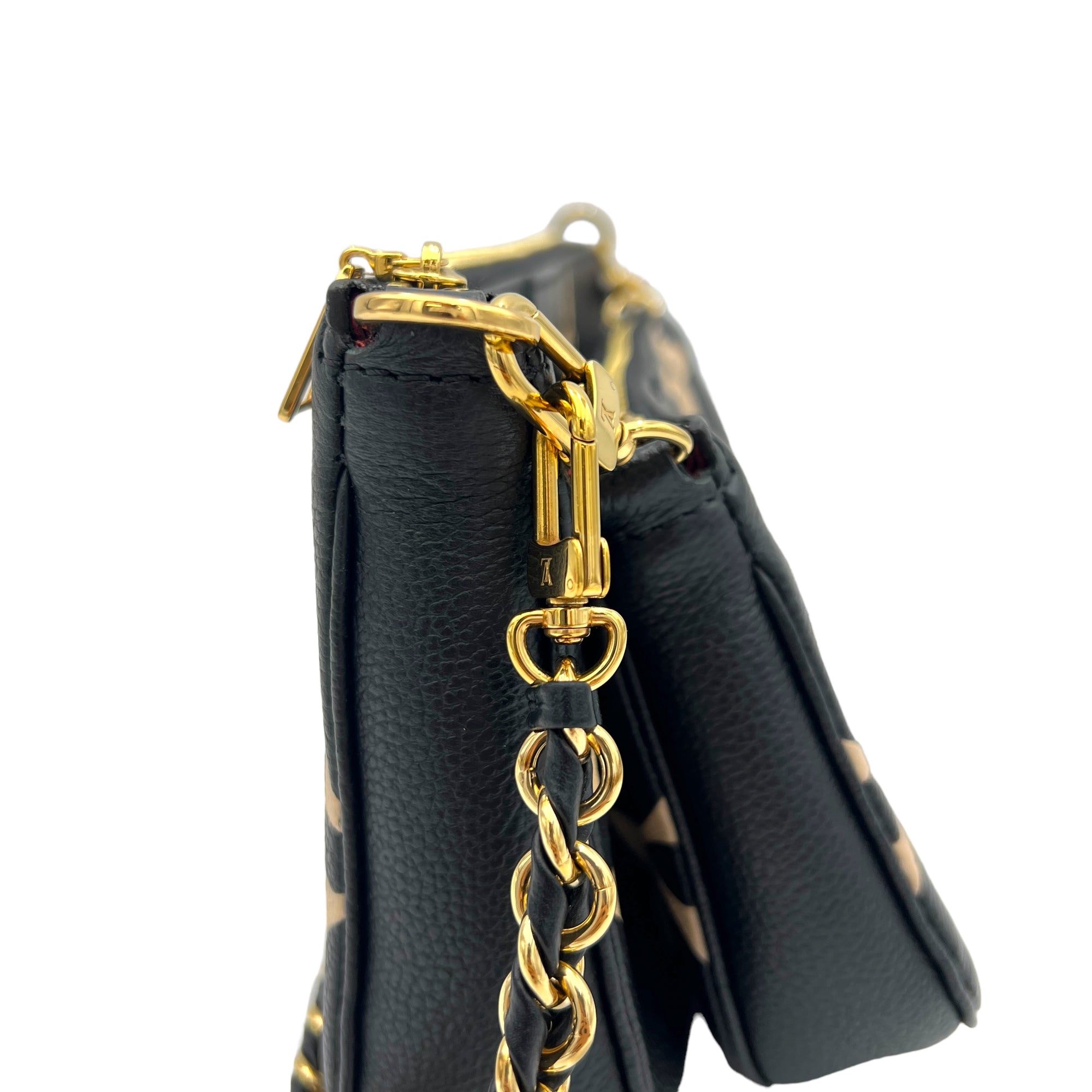 Multi-Pochette Accessoires Black Crossbody Bag in Empreinte Leather, Gold hardware - Image 9